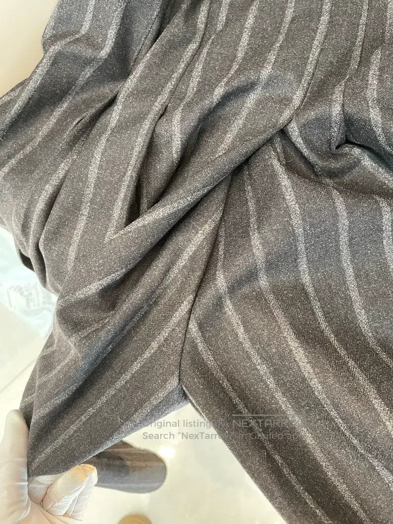 Brunello Cucinelli Brunello Cucinelli Black and Grey Striped New Wool Wide-Le Size 24" / US 00 / IT 34 - 6 Thumbnail