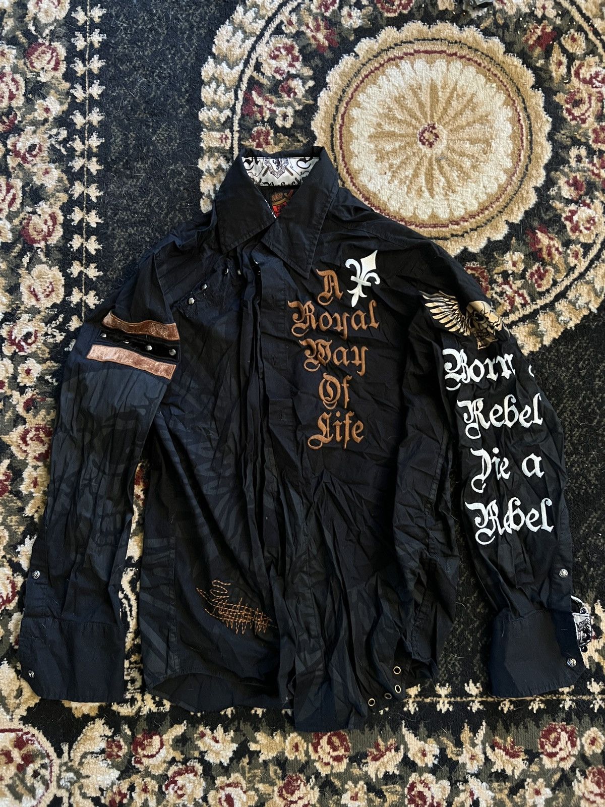 Other CRAZY EMBROIDERED and STUDDED Rebel Spirit Button Up Size US L / EU 52-54 / 3 - 3 Thumbnail