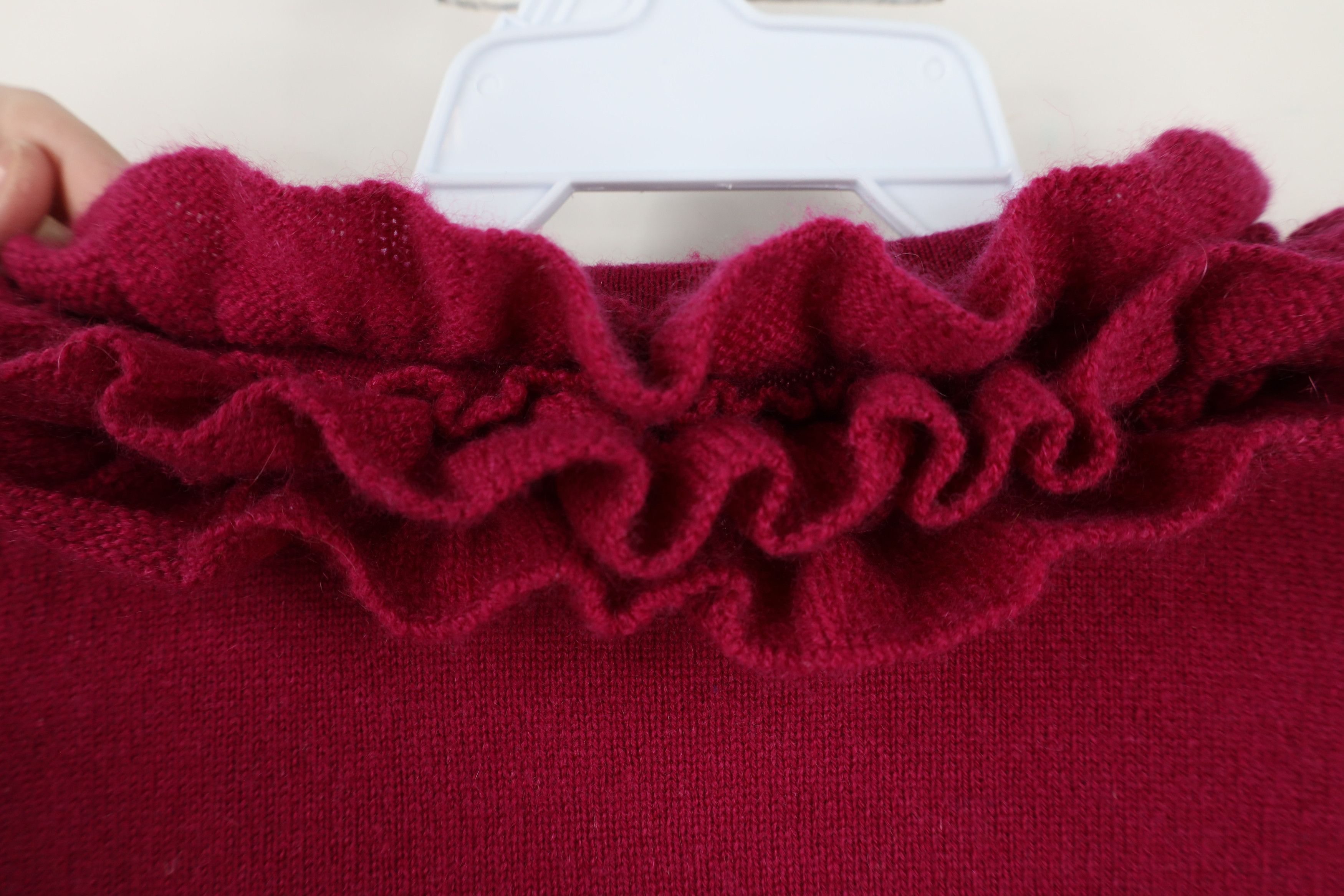 Vintage Vintage 90s Soft Cashmere Knit Ruffled Cardigan Sweater Pink Size XL / US 12-14 / IT 48-50 - 7 Thumbnail