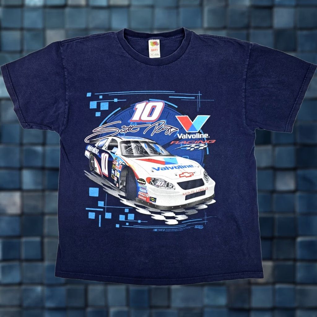 Gildan VINTAGE NASCAR Scott Riggs #10 Valvoline Racing T-Shirt Men XL Blue - Fruit of the Loom Graphic Print Shirt Men's Racing 2005 Size US XL / EU 56 / 4 - 1 Thumbnail