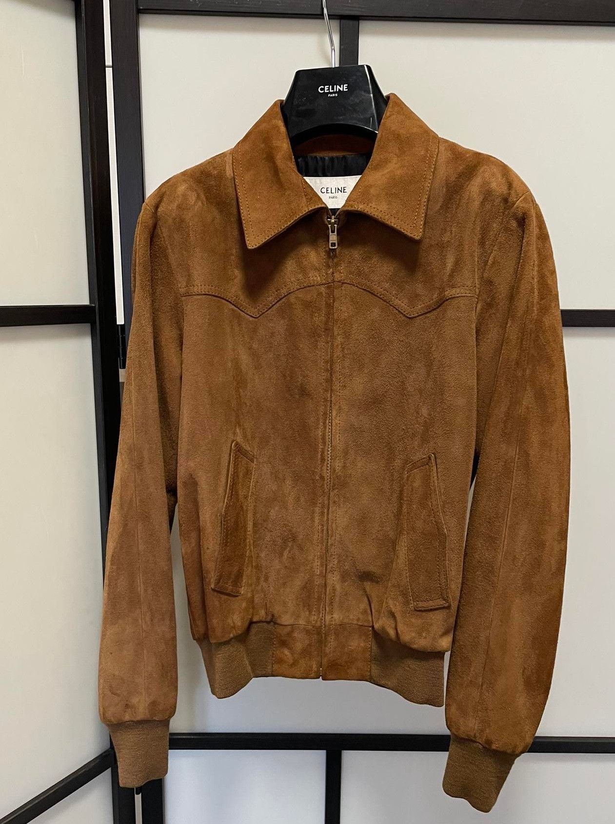 image of Celine Bnwot Ss19 Sample Western Brown Suede Jacket, Men's (Size Small)