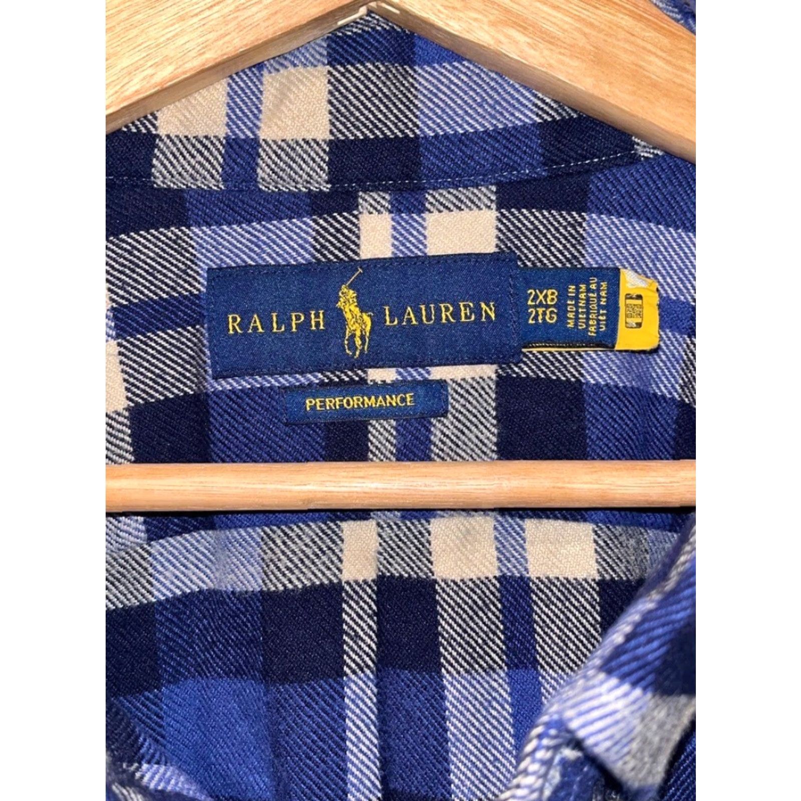 Polo Ralph Lauren Polo Ralph Lauren Button-Down Shirt Plaid Brushed Cotton Flannel 2XB Big & Tall Blue/Navy/Cream Plaid Classic Button Up Mens Size US XXL / EU 58 / 5 - 4 Thumbnail