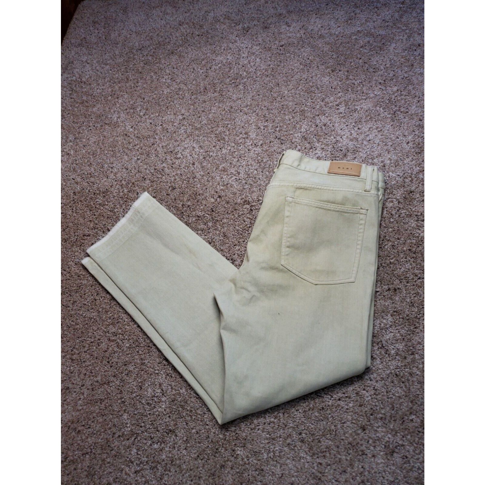 image of Mnml Straight Leg Jeans Size 40 Mens Brown Cotton Denim Raw Hem D450 NWT in White