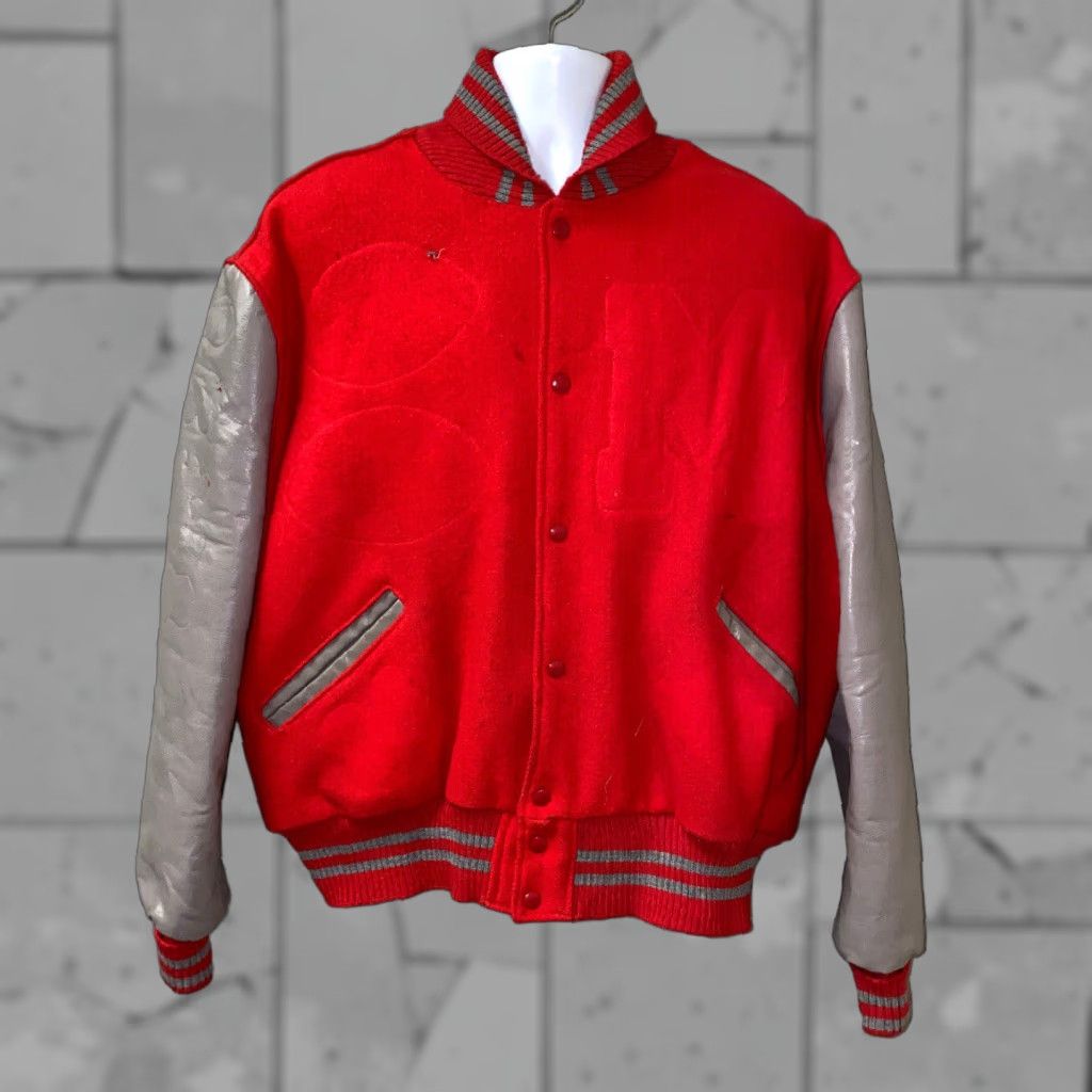 Vintage Vtg Delong Mens Red Quilt Lined Snap Button Front Varsity Jacket Size 54 Size US L / EU 52-54 / 3 - 1 Thumbnail
