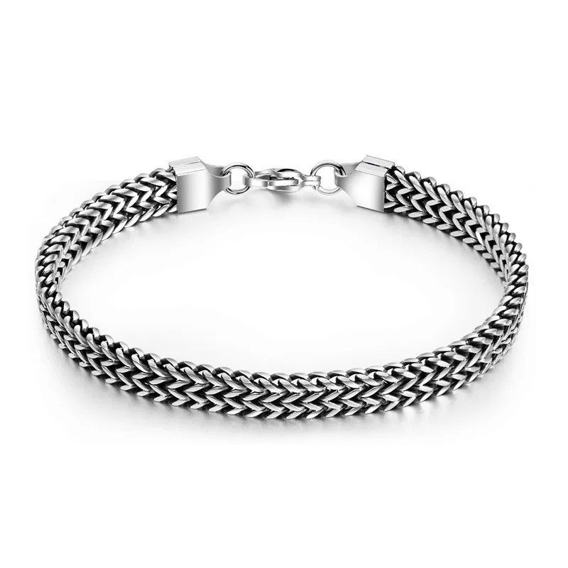 Jewelry Stainless Steel Link Wheat Double Chain Jewelry Bracelet Size ONE SIZE - 1 Thumbnail