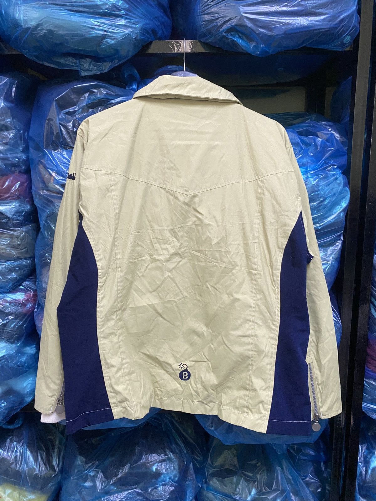 Japanese Brand Vintage Bombshell Shewear for Riders Beige Navy Windbreaker Size US M / EU 48-50 / 2 - 12 Thumbnail