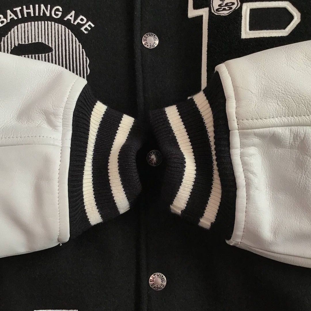 Bape Leather Sleeve Varsity Jacket BAPE STA LOGO a bathing ape Size US XL / EU 56 / 4 - 7 Thumbnail