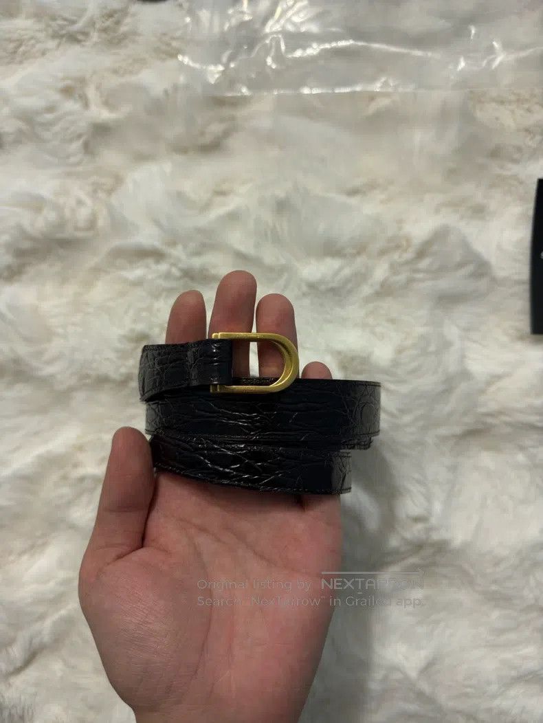 Saint Laurent Paris Saint Laurent Paris Ring buckle embossed show style belt, Size ONE SIZE - 2 Thumbnail