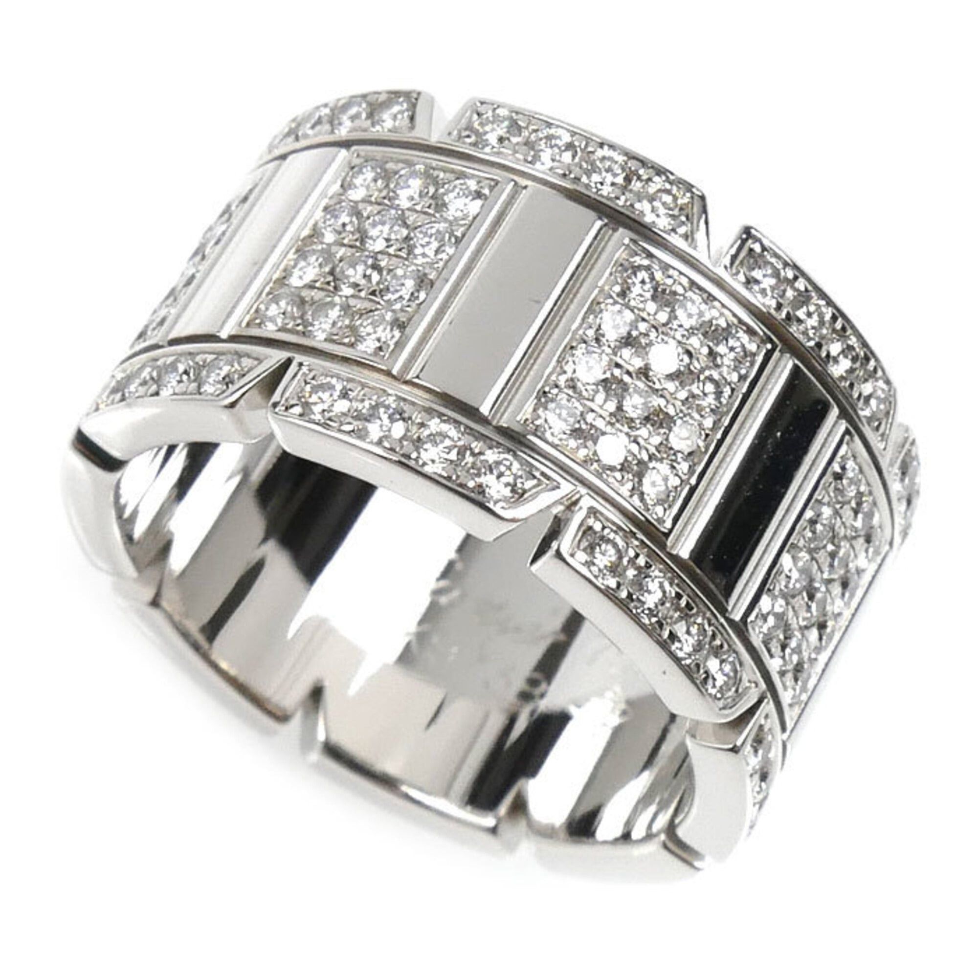Cartier Cartier 18KWG White Gold Tank Française LM Ring with Diamonds, Size 53, 14.8g, Women's Size ONE SIZE - 1 Thumbnail