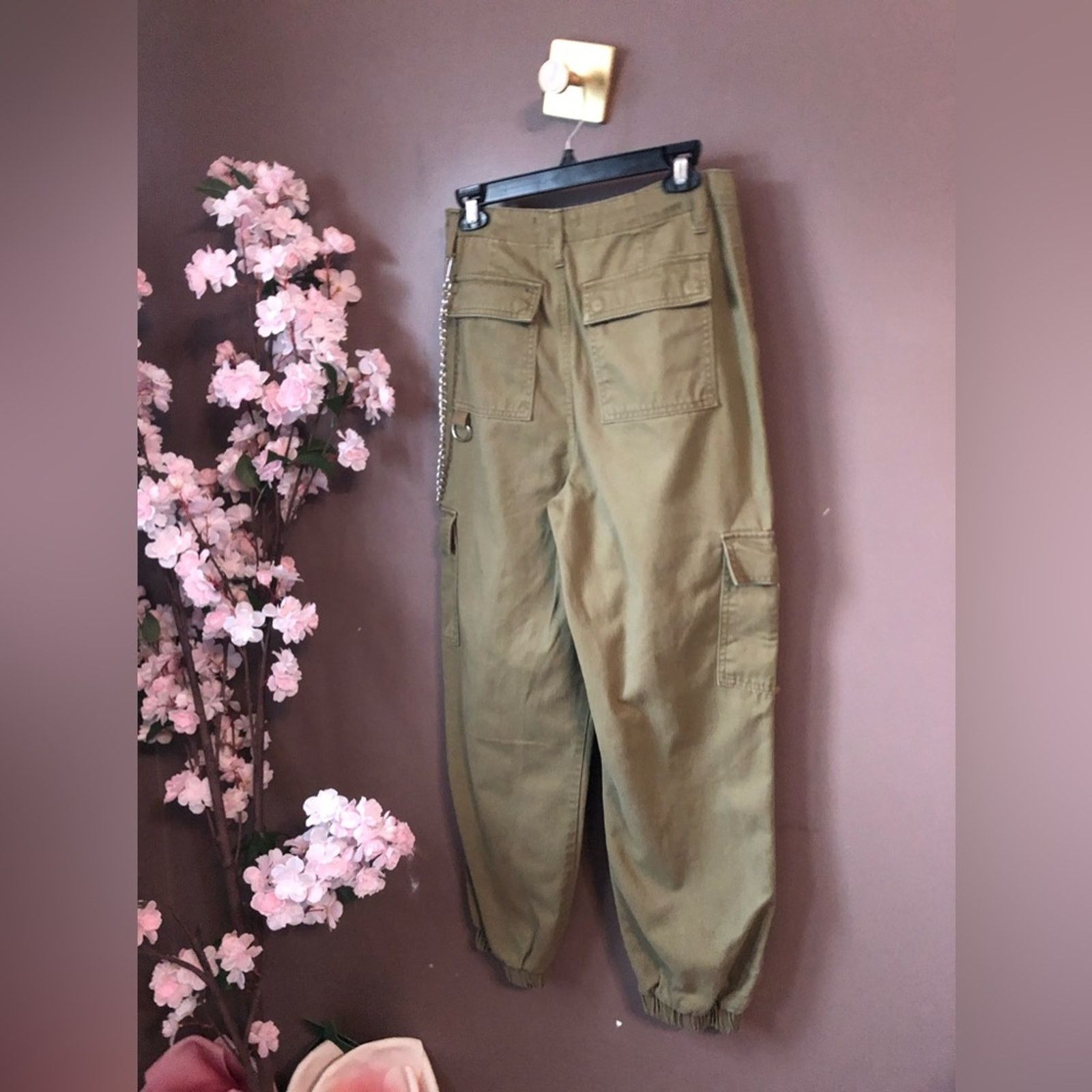 NBDN Nobrandedon Cargo pants bottoms with side hanging metal chain attached Size 26" / US 2 / IT 38 - 6 Thumbnail
