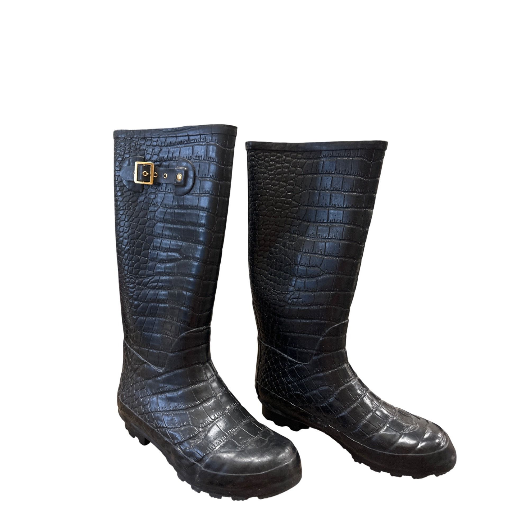 Other Khombu Womens Black Crocodile-Embossed Rain & Snow Boots Siz Size US 10 / IT 40 - 4 Thumbnail