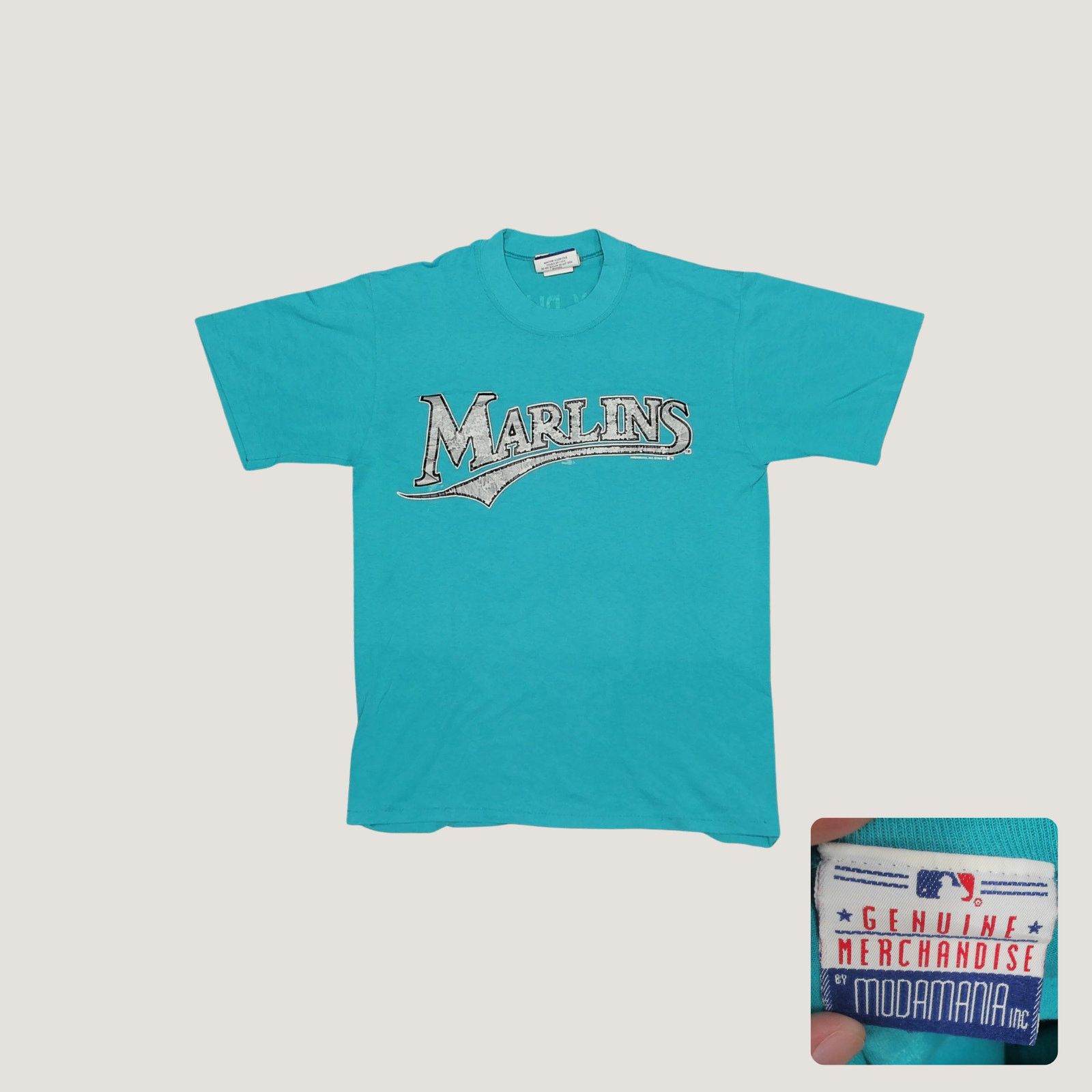 Vintage Modamania| 1993 Florida Marlins Single Stitch Thrashed Tee Size US M / EU 48-50 / 2 - 1 Thumbnail