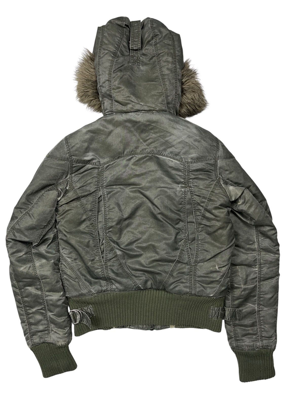 If Six Was Nine Vintage y2k Cropped Faux Fur Alaska Bomber Jacket Washed Size XS / US 0-2 / IT 36-38 - 4 Thumbnail