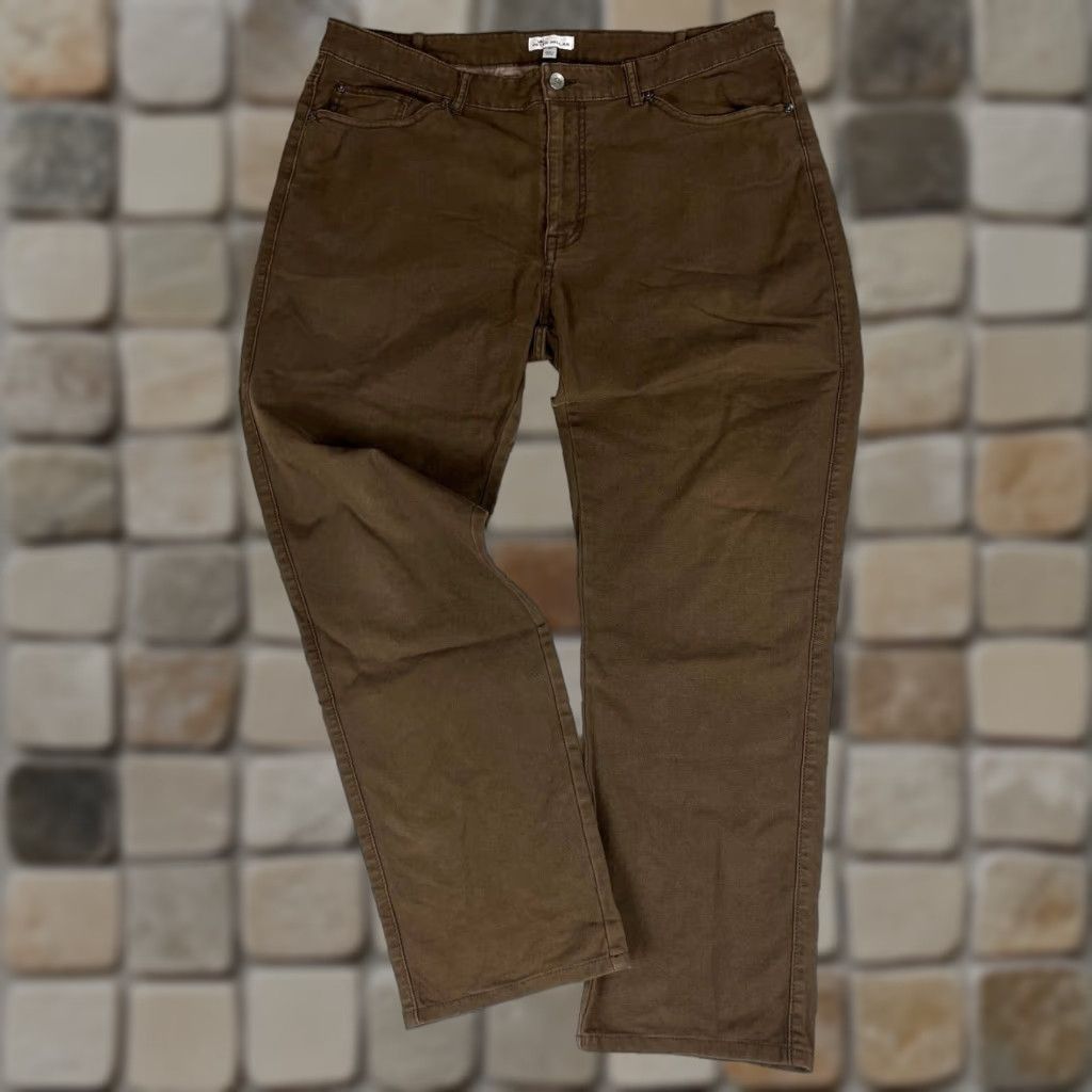 Peter Millar Peter Millar Crown Vintage Canvas Pants Mens 38x30 Chino Flat Front Belt Loops 98% Cotton 2% Spandex Green Brown Size US 38 / EU 54 - 1 Thumbnail