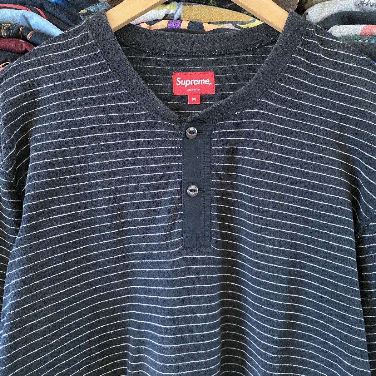Supreme Supreme Striped Henley Top Shirt Black White 2010 Size US M / EU 48-50 / 2 - 2 Thumbnail