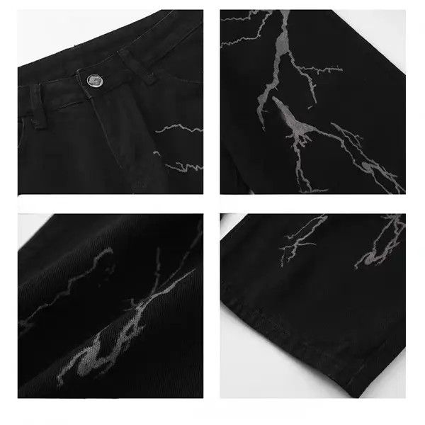 VIBE Retro high street hip hop lightning print jeans Size US 30 / EU 46 - 2 Thumbnail
