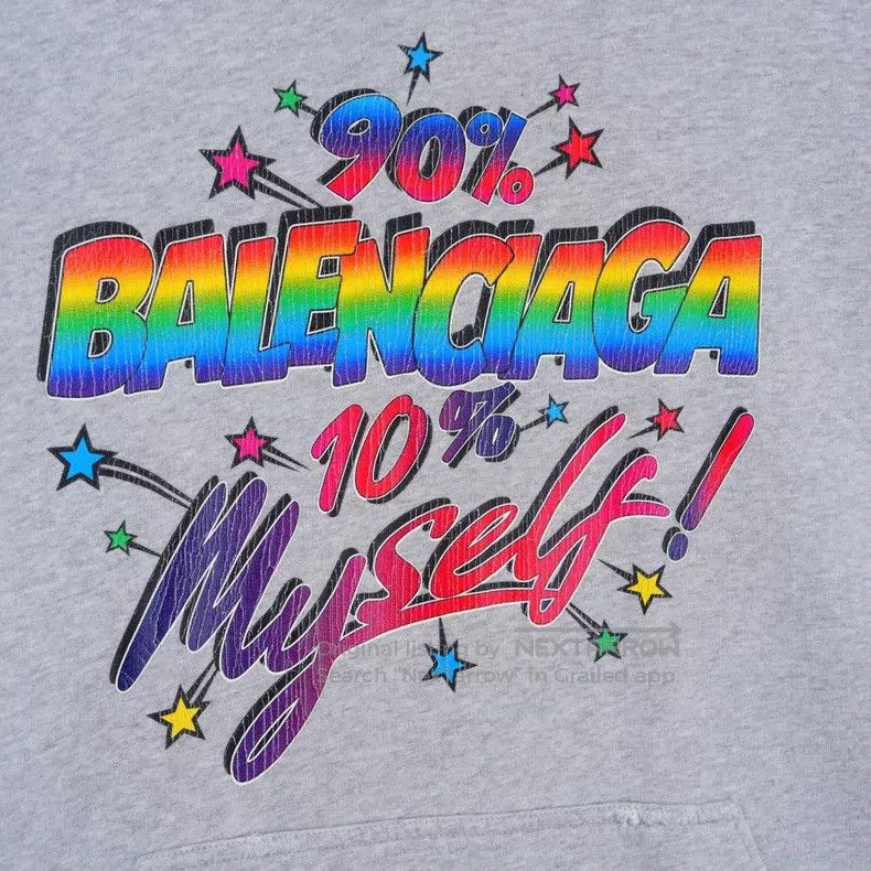 Balenciaga Rainbow Graffiti Logo Distressed Hoodie