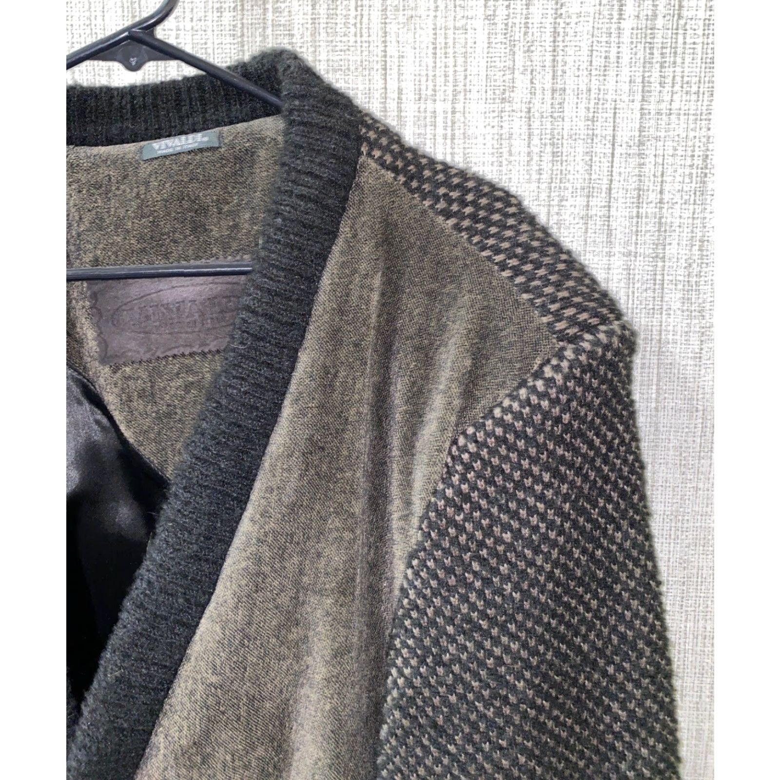 Vintage Vivaldi Jacket Women's Black/Brown Italian Made Cardigan Size 3 Button Down Cotton Blend Casual Regular Women's Style Theme Italian Size XS / US 0-2 / IT 36-38 - 2 Thumbnail