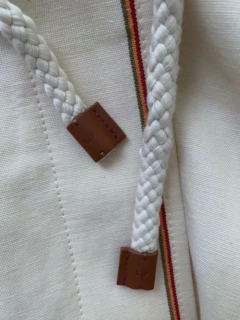 Loro Piana LORO PIANA White cotton blended linen coat with long colla Size XS / US 0-2 / IT 36-38 - 5 Thumbnail