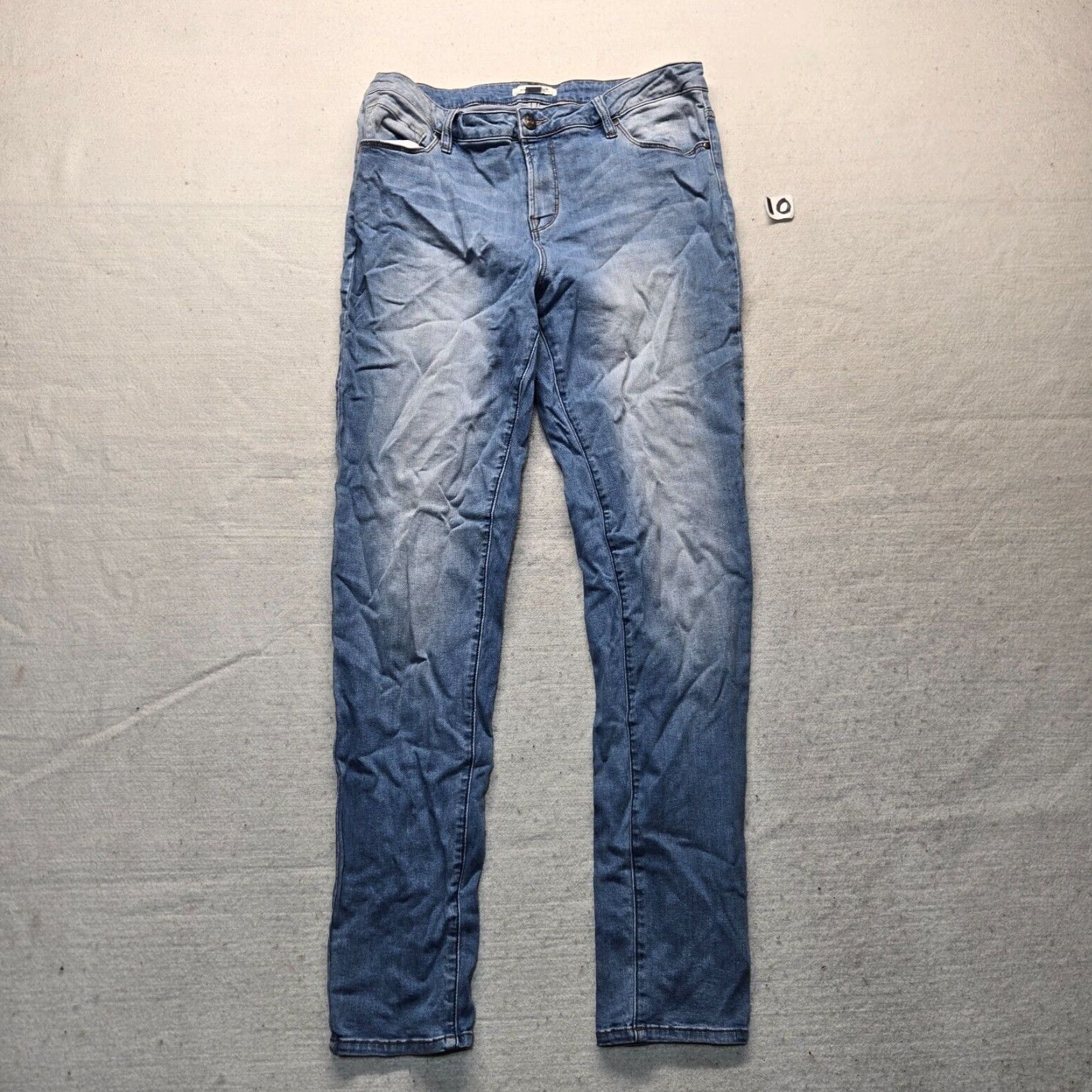 Denime Simply Noelle Denim Blue Jeans Pants Adult Women's Size 12 Skinny Button Stretch Regular Mid Rise Blue Pants Womens 12 Jeans Size 34" / US 12 / IT 48 - 2 Thumbnail