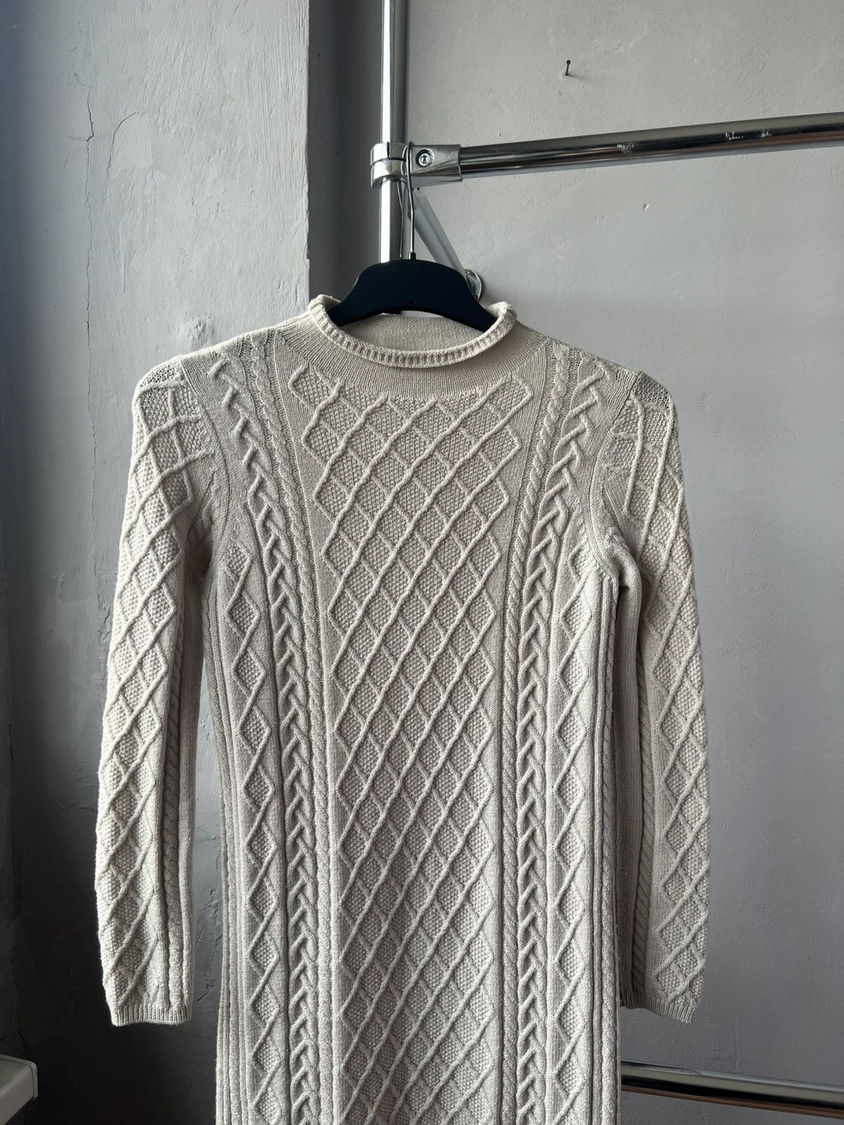 Max Mara Max Mara Cream Cable Knit Aran sweater dress wool blend Size S / US 4 / IT 40 - 3 Thumbnail