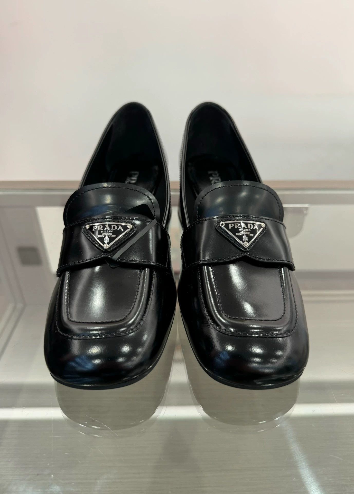 Prada Prada black triangular logo loafers Size US 7.5 / IT 37.5 - 1 Thumbnail