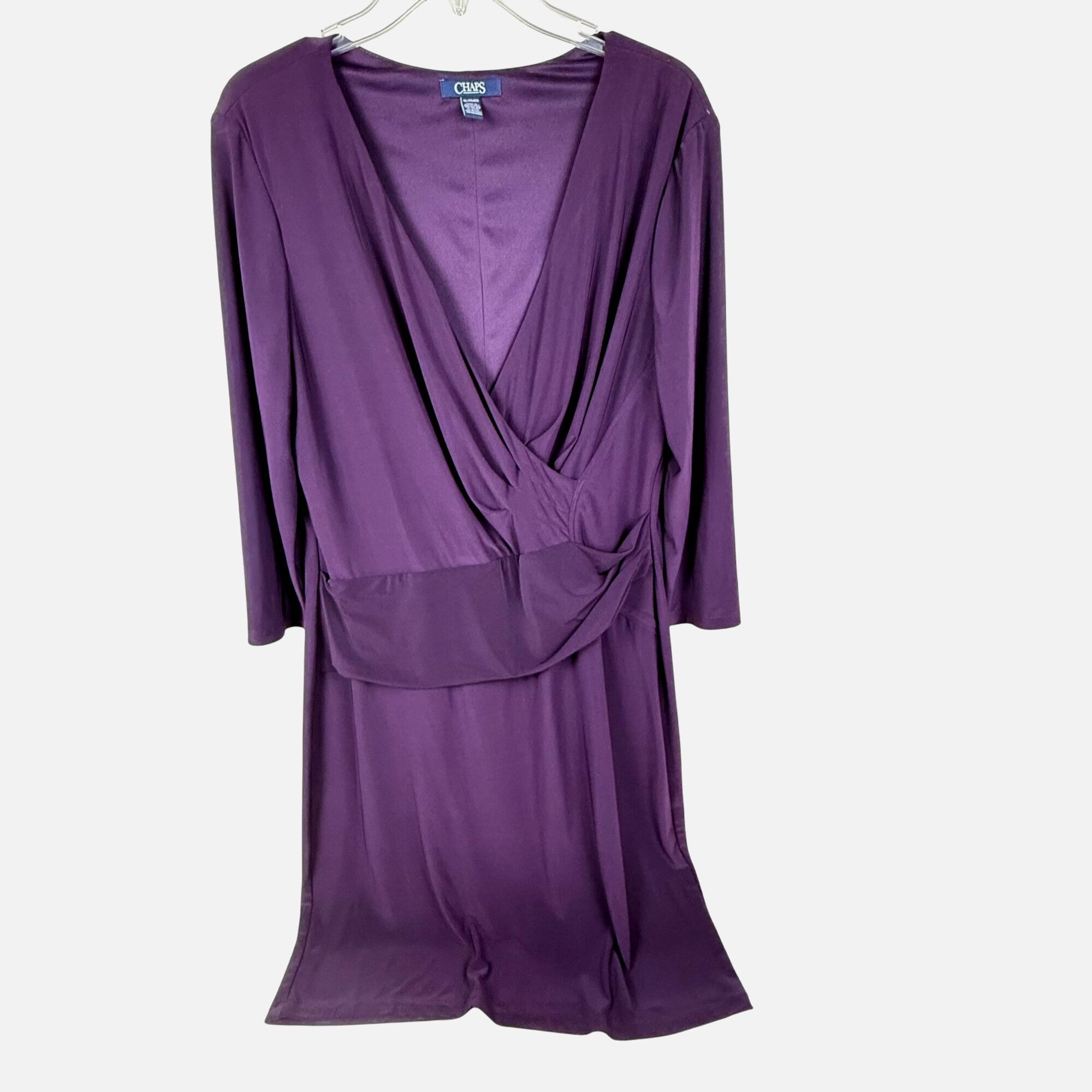 Chaps Chaps Women's 3/4-Sleeve Faux-Wrap Stretch Midi Dress V-Neck Size XL / US 12-14 / IT 48-50 - 1 Thumbnail