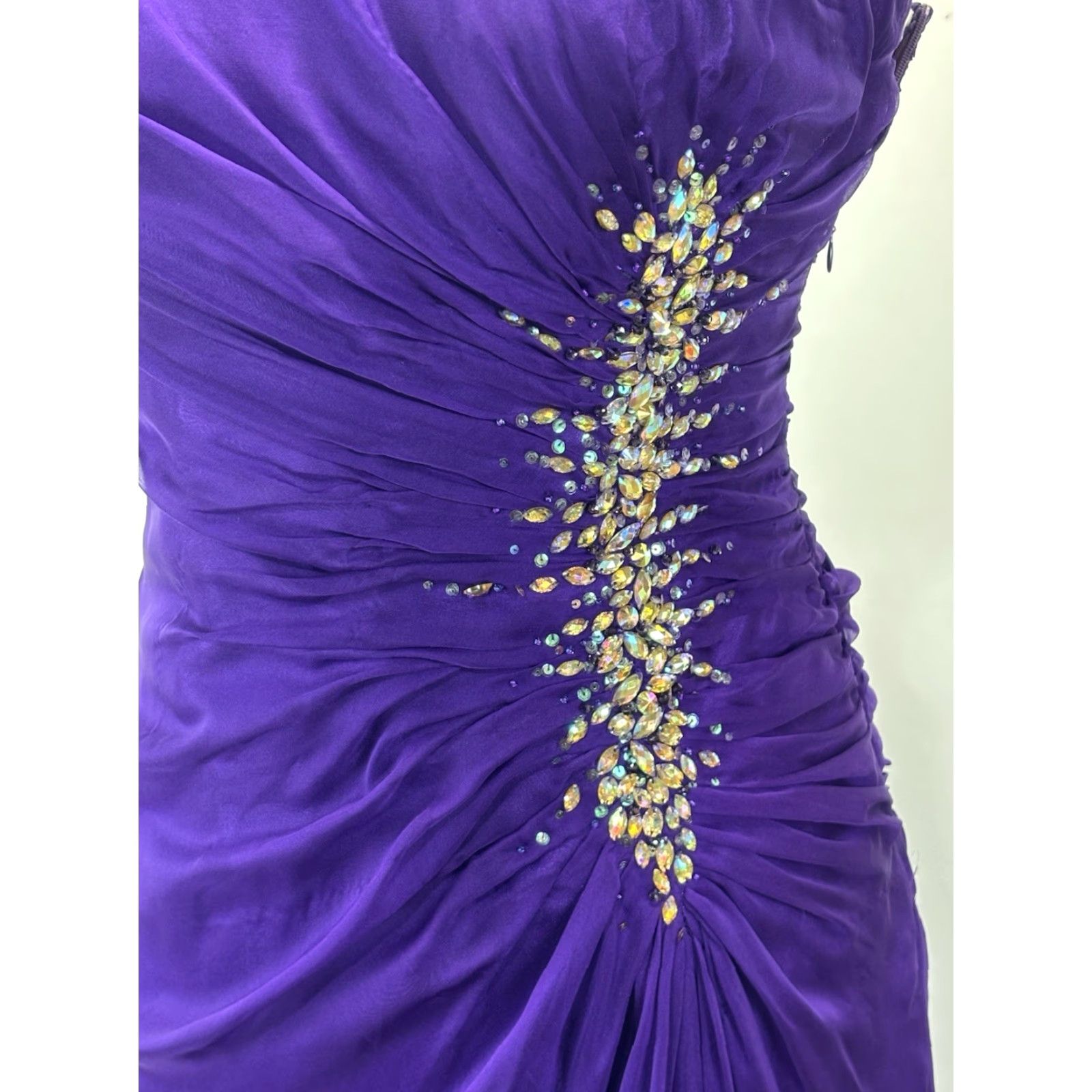 Vintage La Femme Gown Dress 8 Women’s Purple Jewels Ruched Strapless Prom Formal Size M / US 6-8 / IT 42-44 - 6 Thumbnail