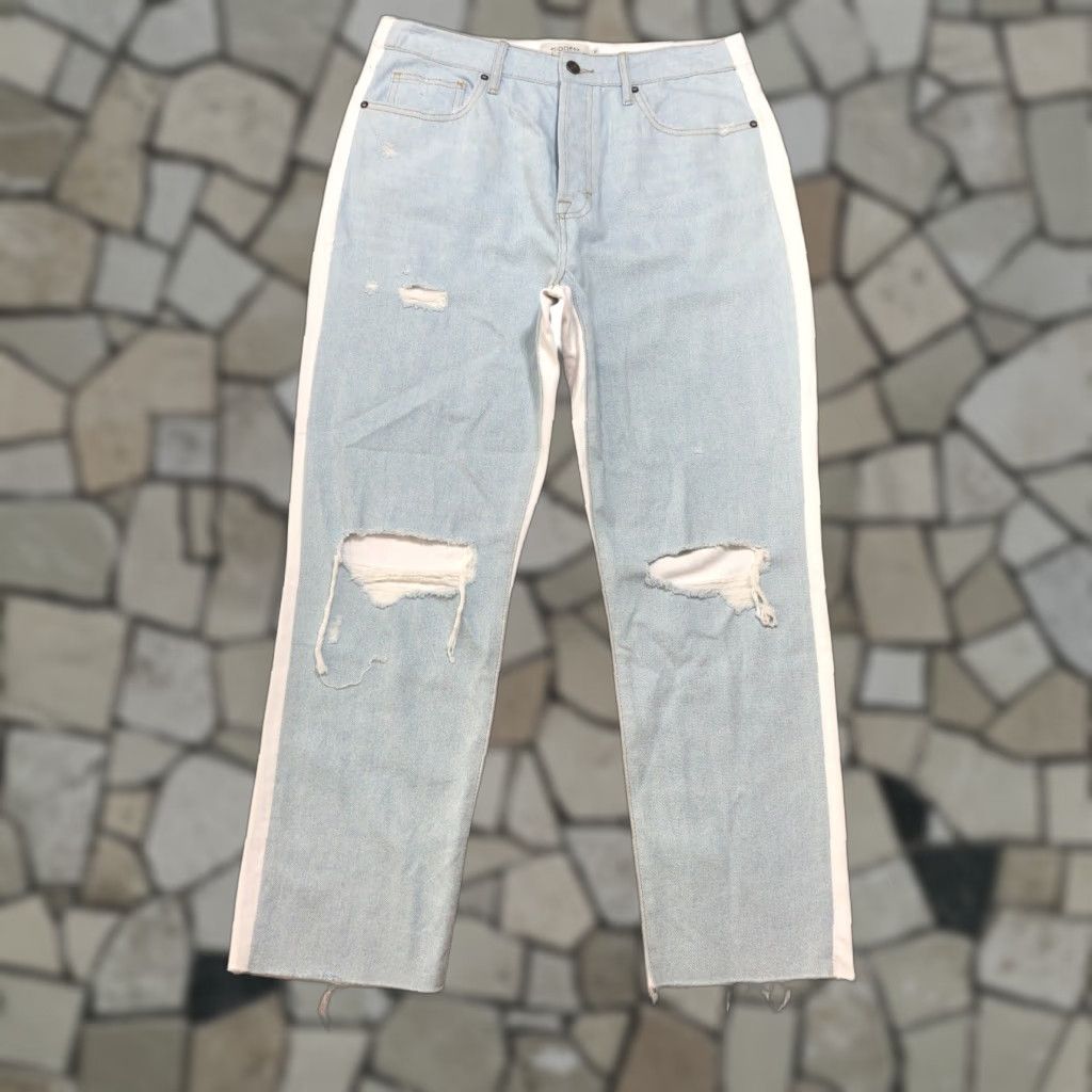 Vintage NWT Hidden Tracey Jeans Womens 31 Straight 90s Bohemian Retro Distressed Blue/White 5-Pocket Denim Size 24" / US 00 / IT 34 - 1 Thumbnail