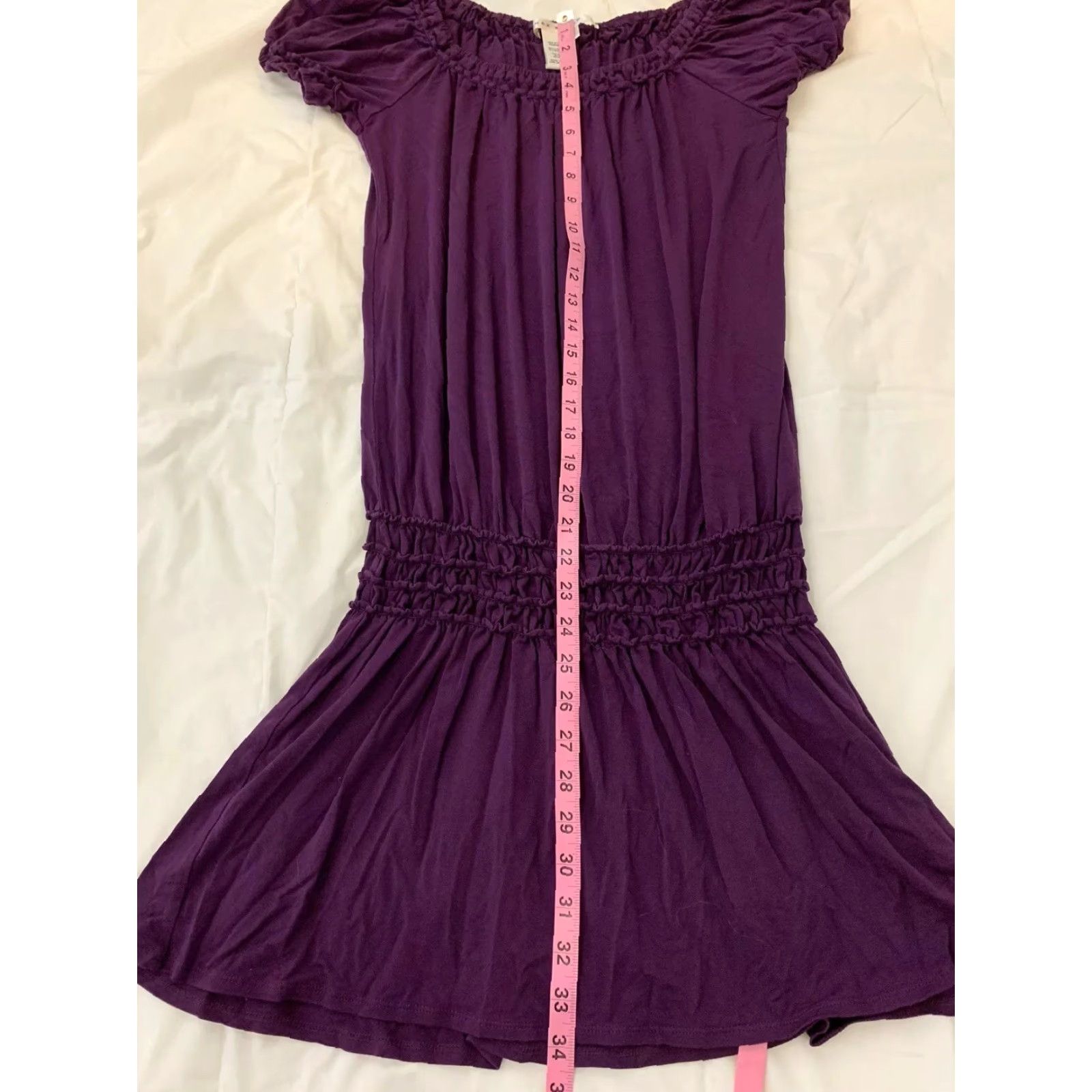 Vintage Max Studio Off the Shoulder Short Sleeve Purple Blouse Women's Small Acute Ruffle Shirt Size S / US 4 / IT 40 - 5 Thumbnail