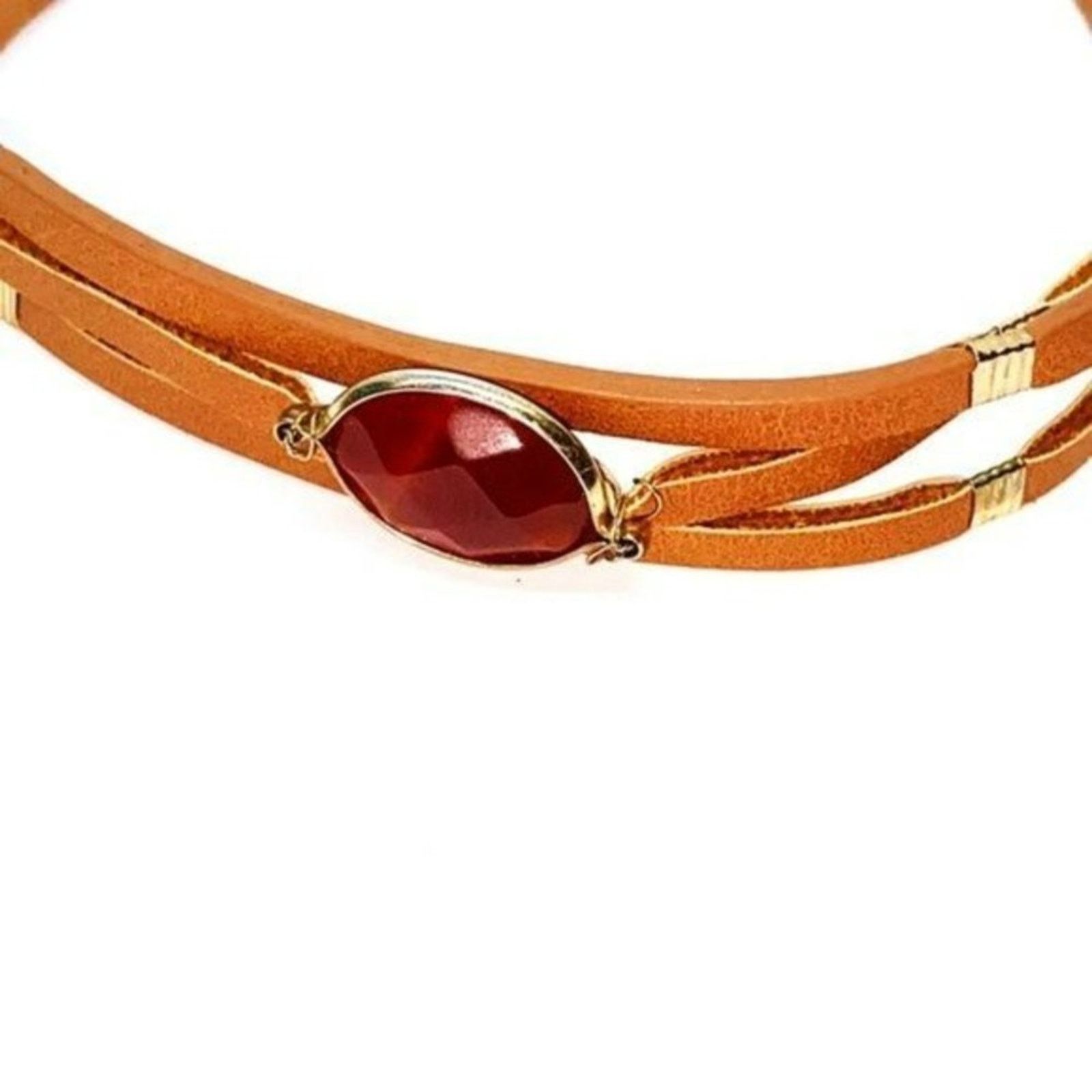 Handmade Faux-Leather Rhinestone Adjustable Bracelet Size ONE SIZE - 4 Thumbnail