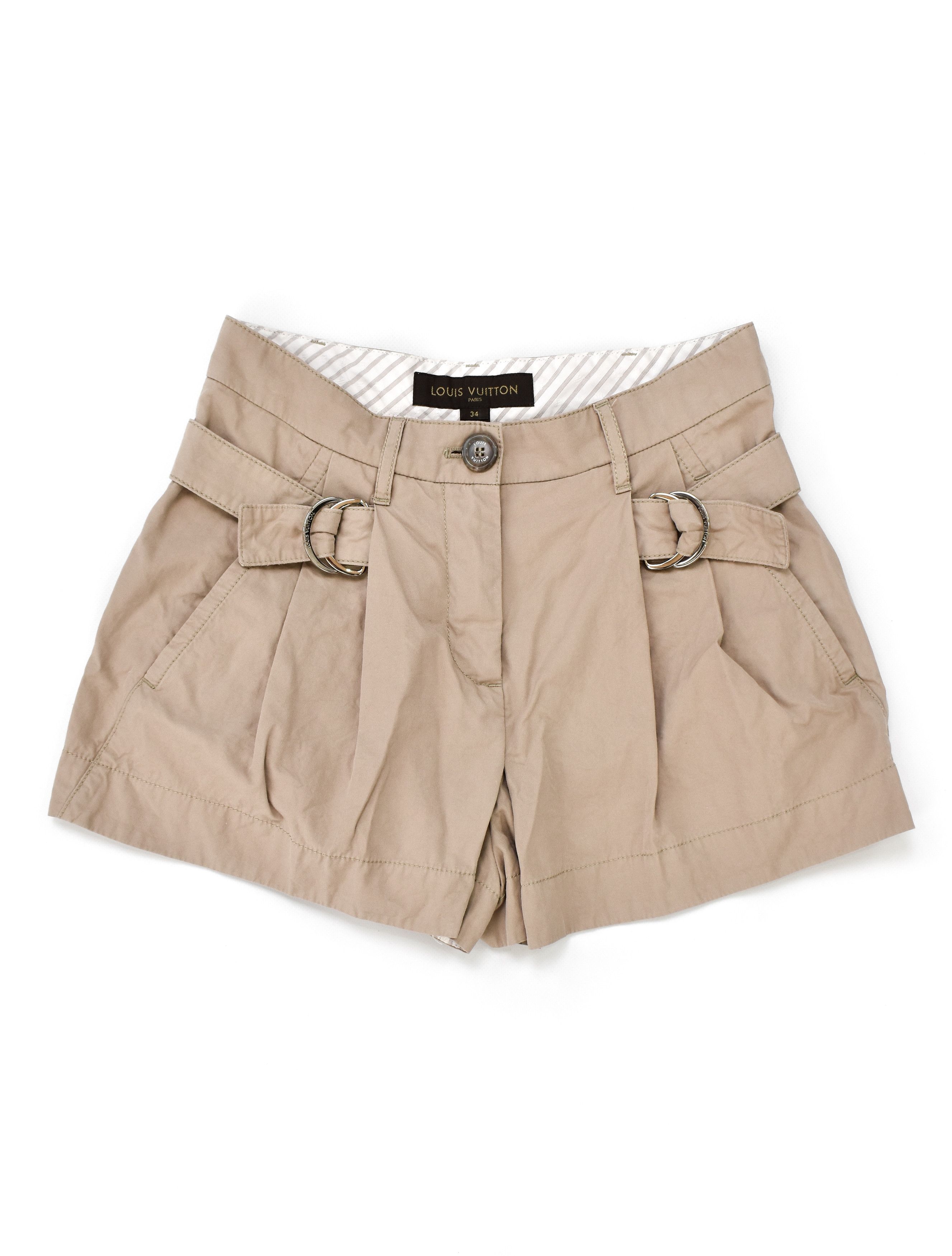 image of Louis Vuitton Vintage Women's 100% Cotton Bermuda Shorts Lv in Beige (Size 24)