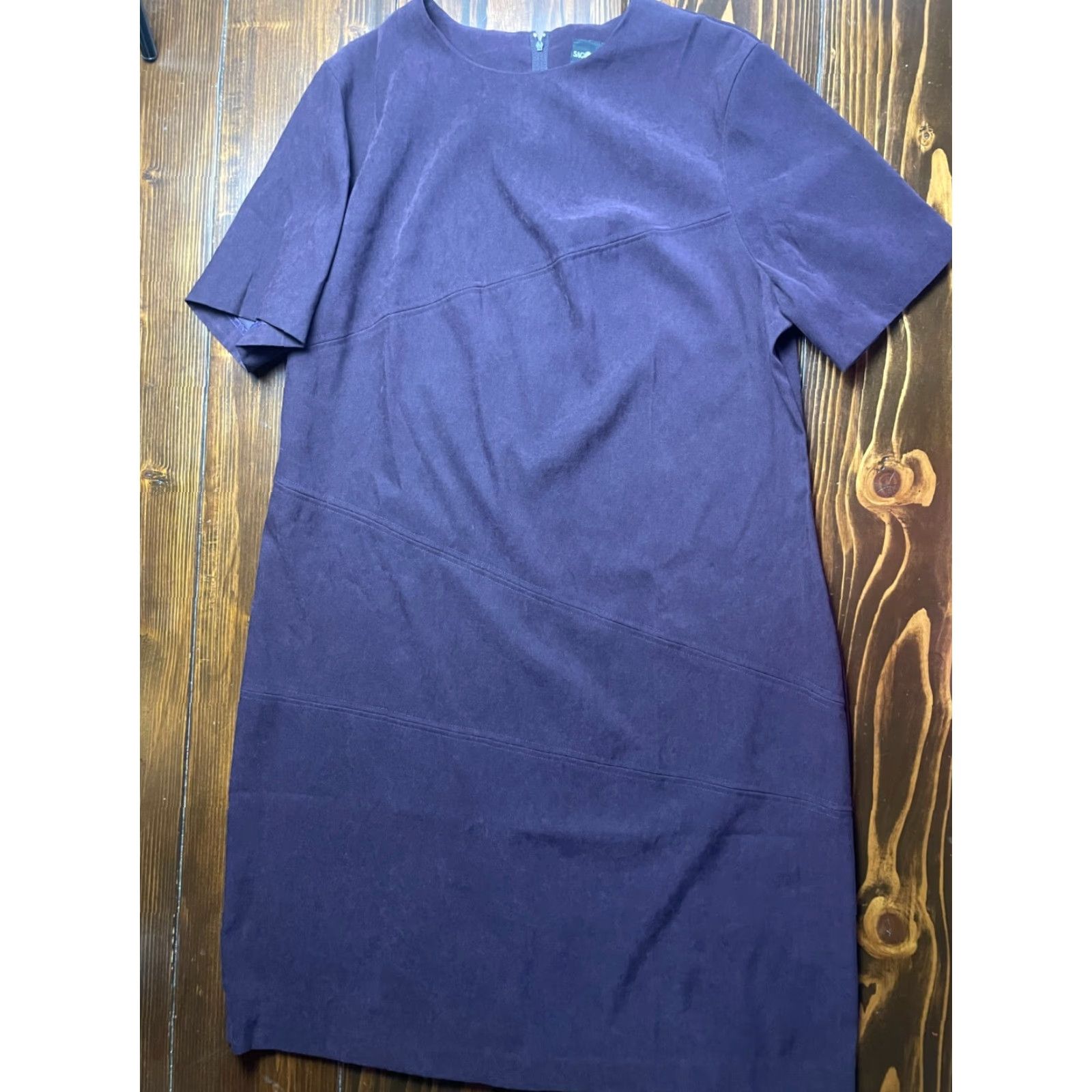 Vintage Sag Harbor Dress Women’s XL Purple Below the Knee 40" Length Knee Length Round Neck Zip Sheath Solid Vintage? No Size XL / US 12-14 / IT 48-50 - 2 Thumbnail