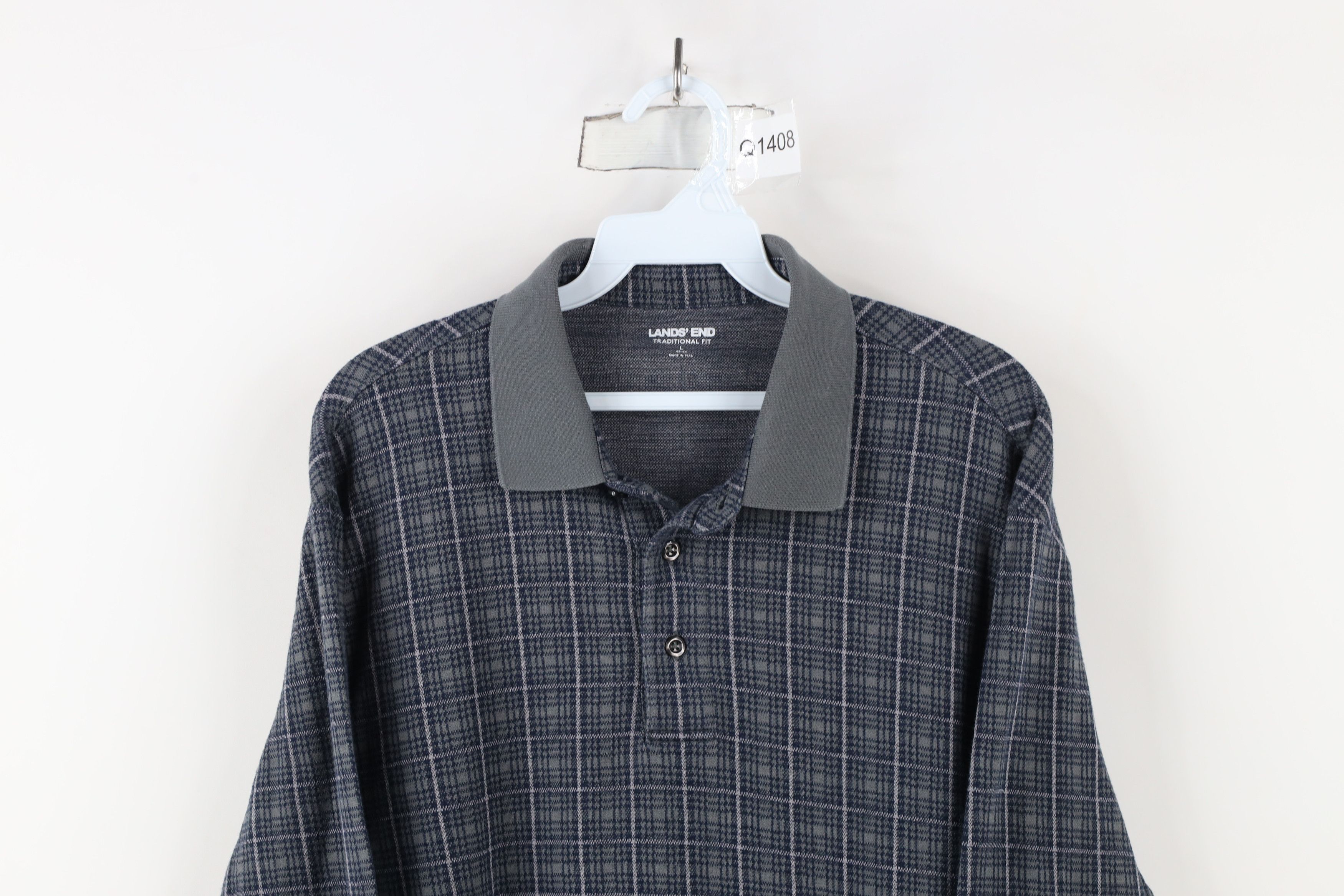 Lands' End × Vintage Vintage Y2K Lands End Long Sleeve Rugby Polo Shirt Plaid Size US L / EU 52-54 / 3 - 2 Thumbnail
