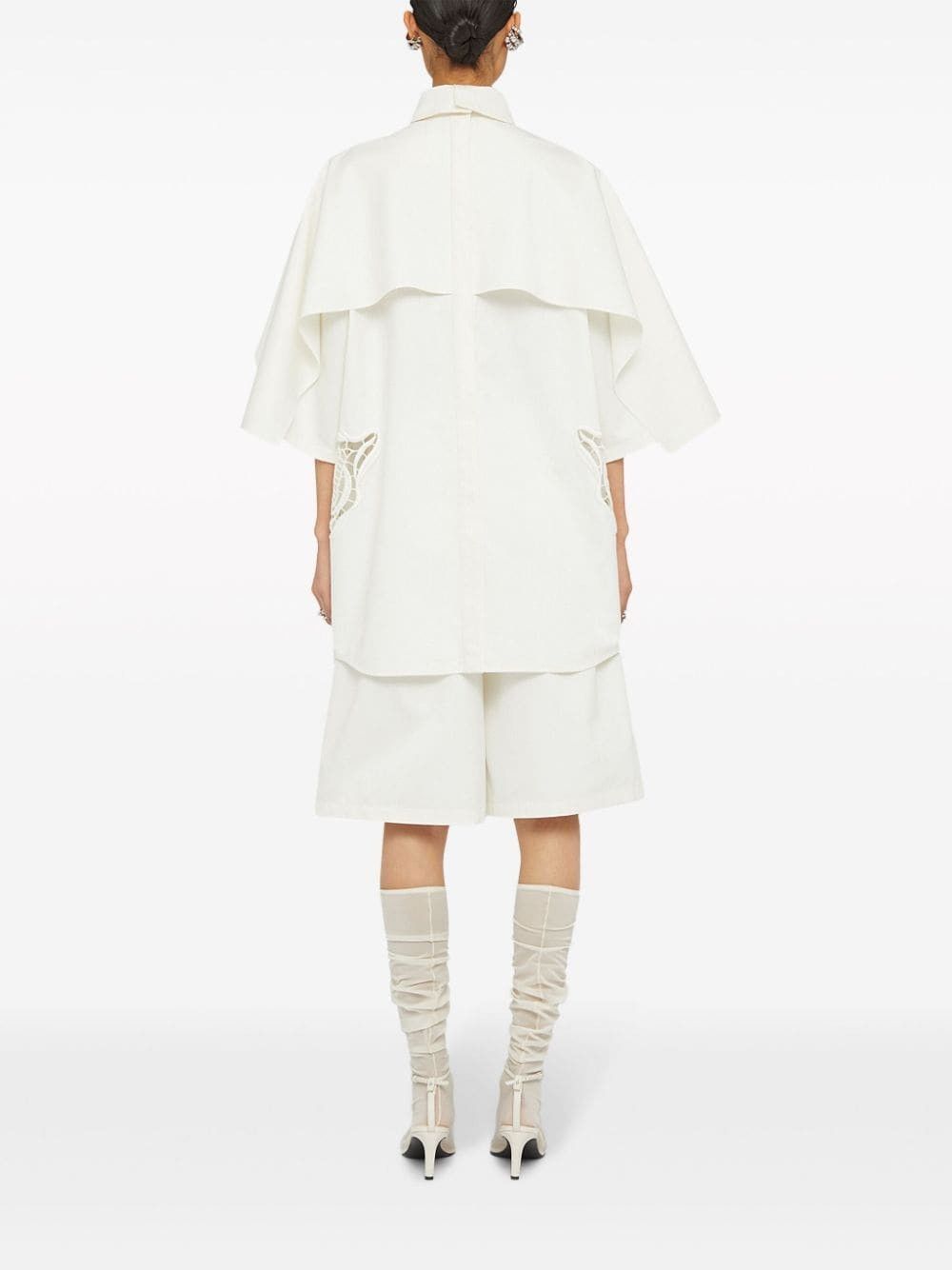 Jil Sander o1w1db10825 Lace-Detail Cape Top in Ivory Size XL / US 12-14 / IT 48-50 - 3 Thumbnail