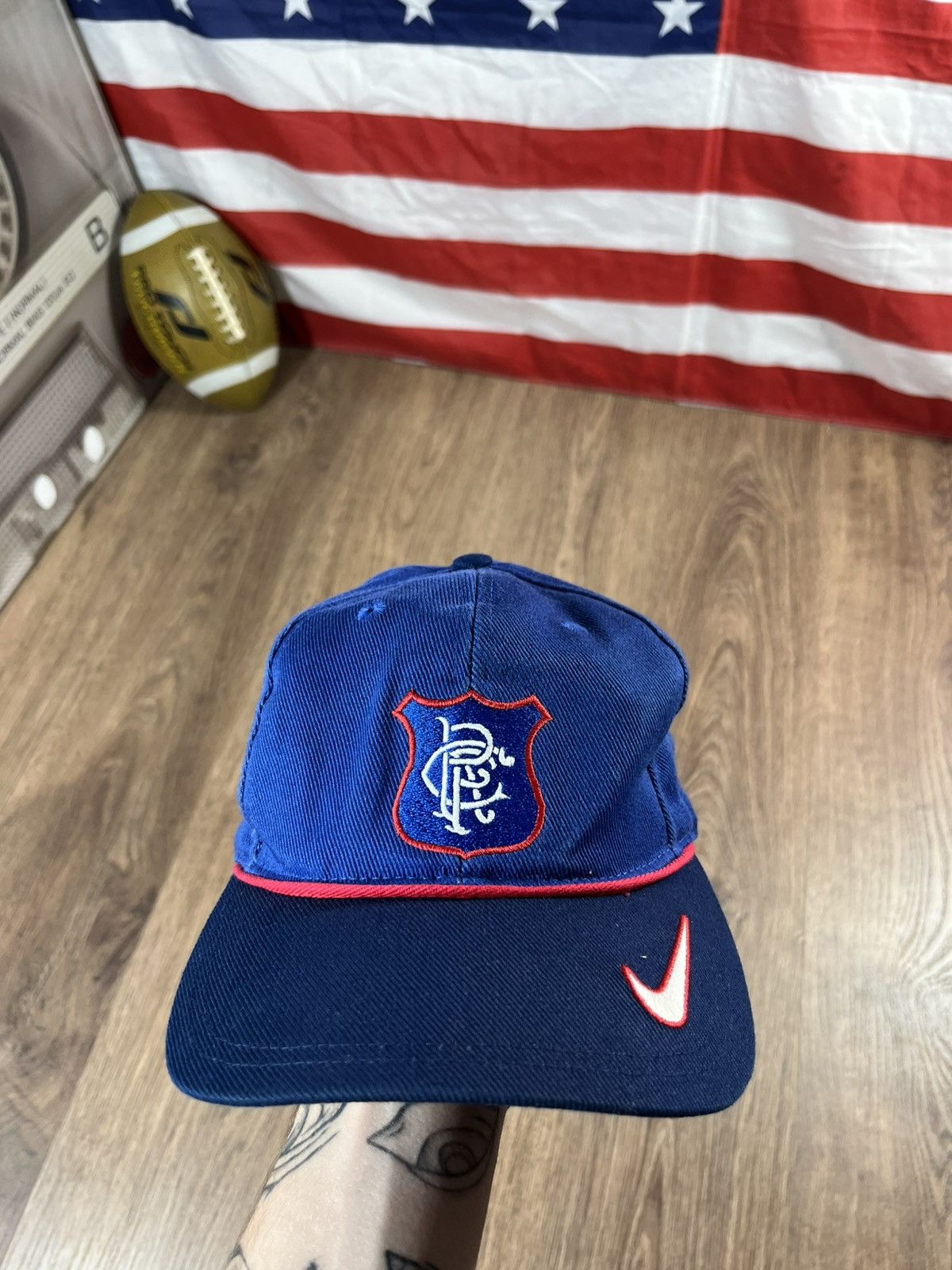 Nike Vintage 90s Rangers Football Soccer Cap Hat Rare Size ONE SIZE - 1 Thumbnail