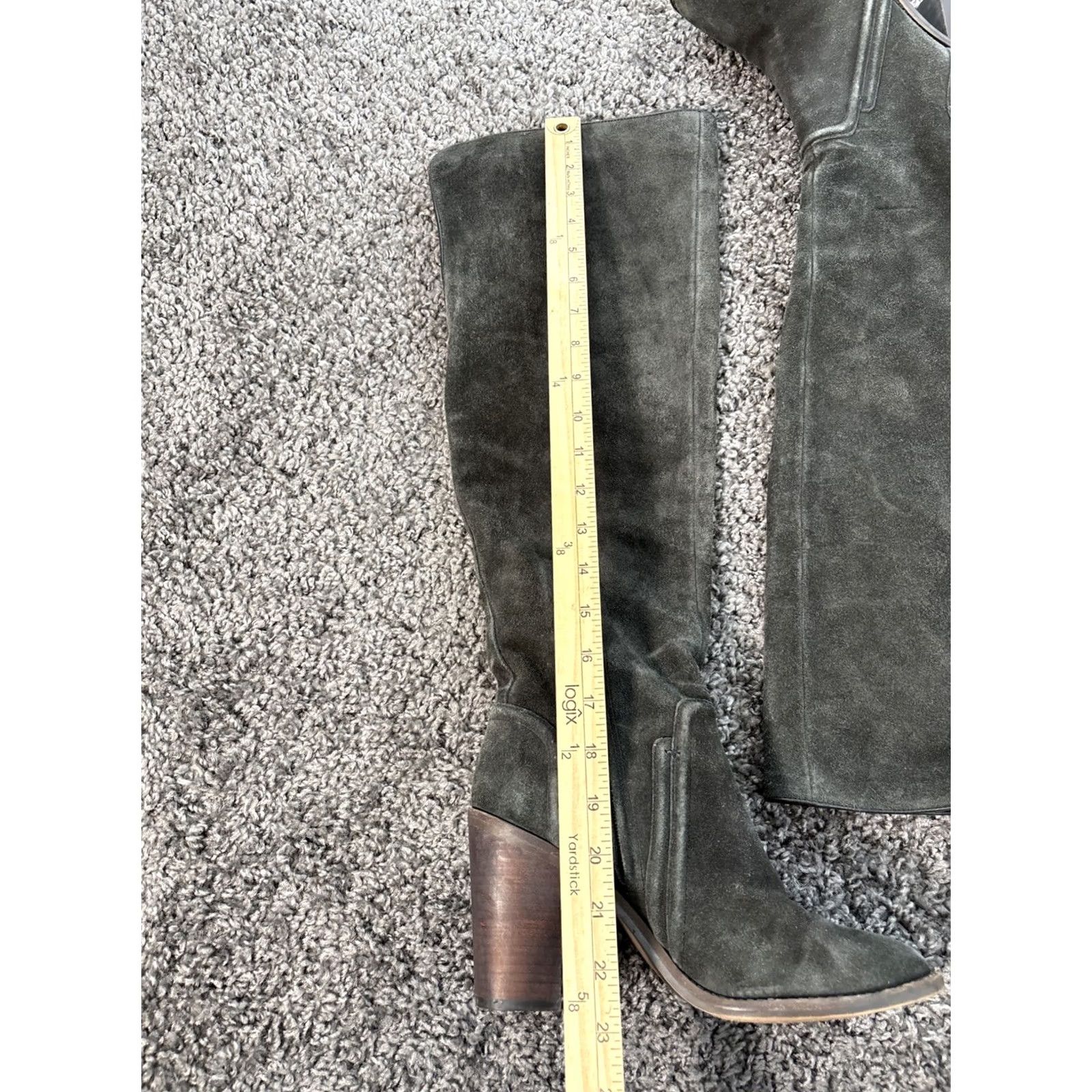 Vince Camuto Vince Camuto Karita Over the Knee Boot Gray 8M Suede Stretch Riding Pull On Women Wheels? Size US 8 / IT 38 - 2 Thumbnail