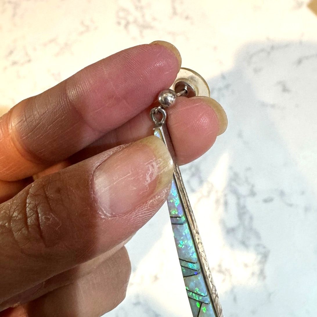 Other Native American silver opal drop earrings by Calvin Begay Size ONE SIZE - 8 Thumbnail