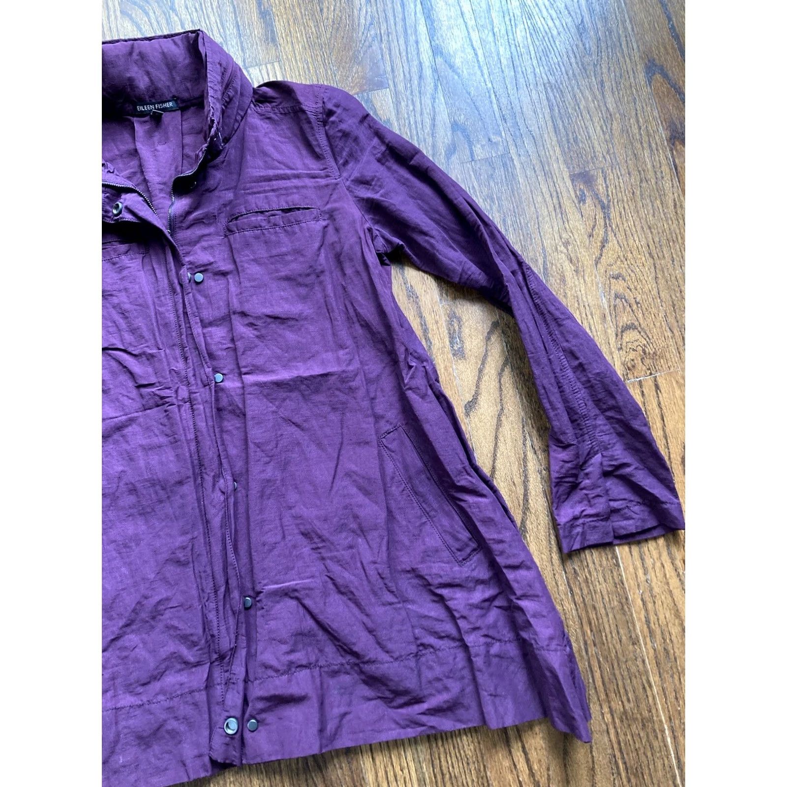 Eileen Fisher Eileen Fisher Womens Purple Windbreaker Jacket Size XS Zip Snap Casual Outdoor Size XS / US 0-2 / IT 36-38 - 3 Thumbnail