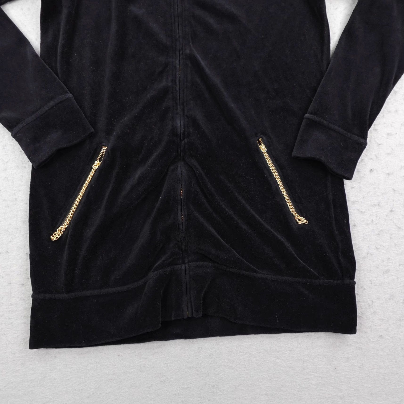Juicy Couture VINTAGE Juicy Couture Hoodie Womens Medium Black Velour Tracksuit Jacket Y2K USA Size M / US 6-8 / IT 42-44 - 3 Thumbnail