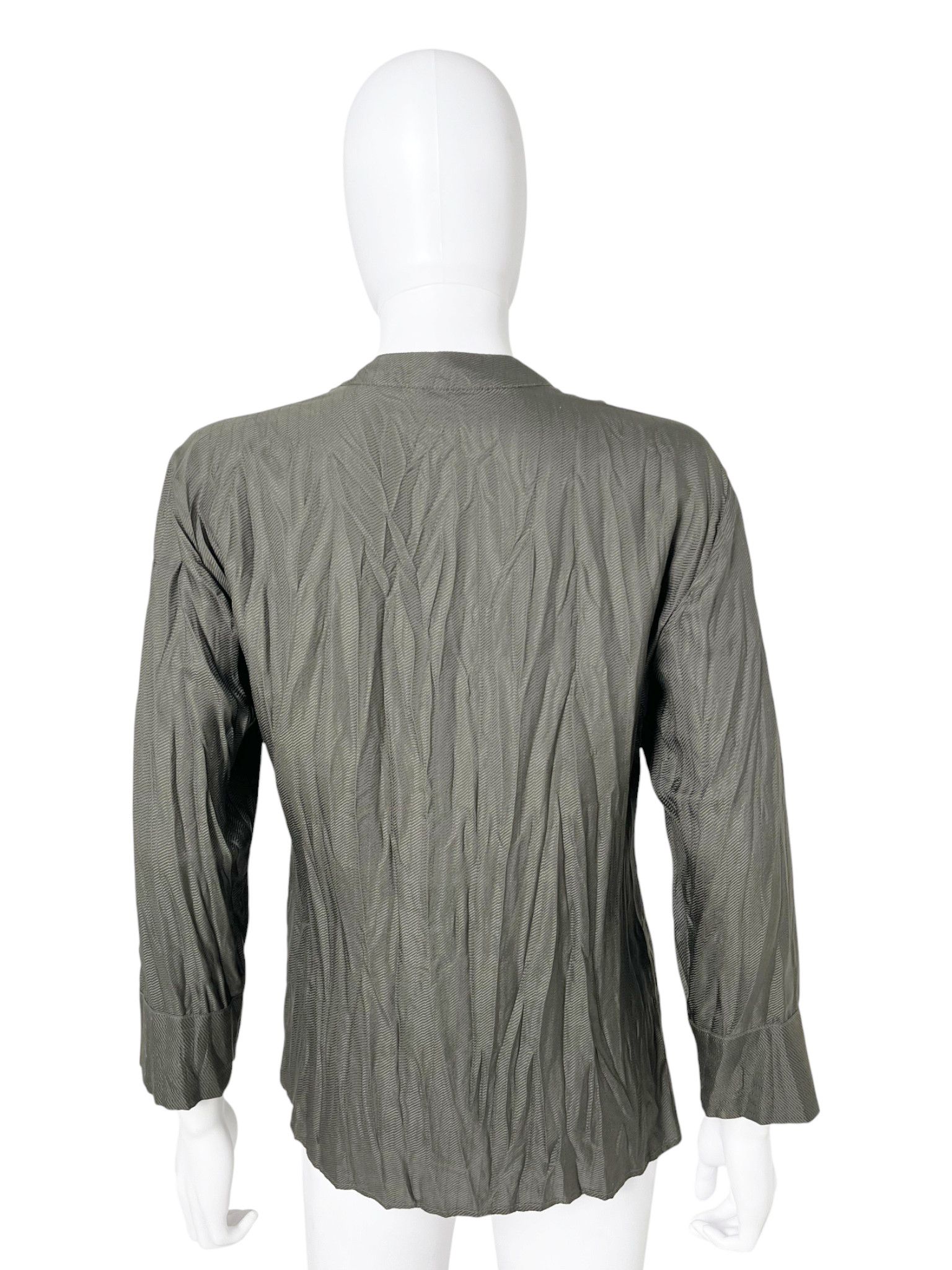 Roberto Cavalli 1990's Chain Petrol Green Ruched Silk Shirt Size S / US 4 / IT 40 - 3 Thumbnail