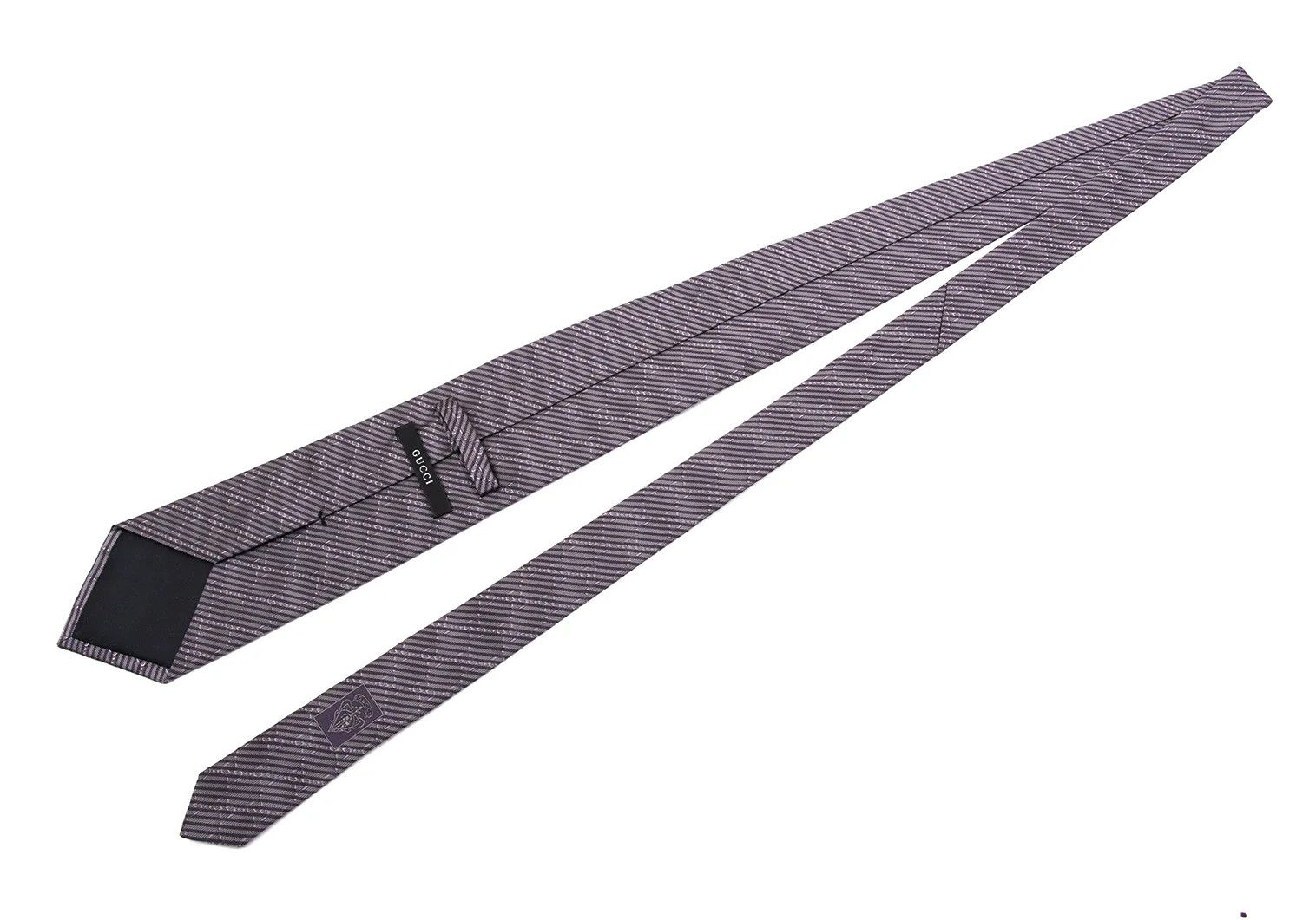 Gucci GG Stripe Jacquard Silk Tie in Gray and Purple Size ONE SIZE - 5 Thumbnail