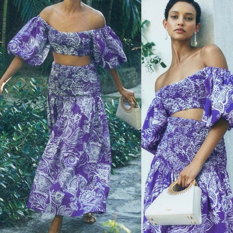 Mara Hoffman Mara Hoffman 2 Piece Set Pier Top Nicole Skirt Smocked XXS Size 25" / US 0 / IT 36 - 1 Thumbnail