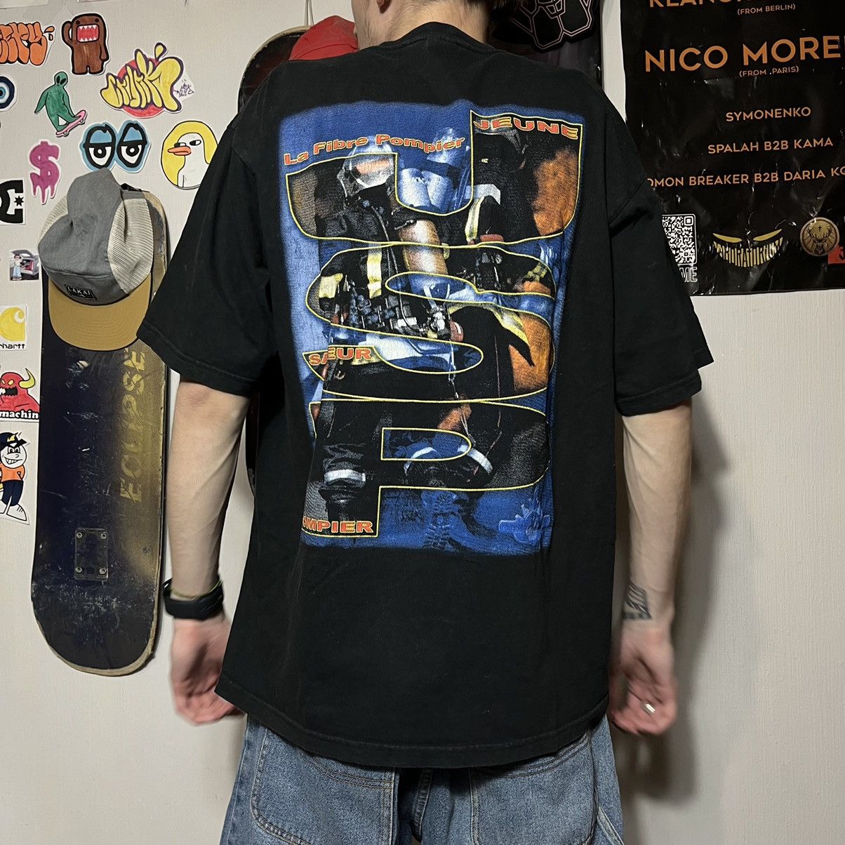 Band Tees × Vintage 📌 Vintage Men Fire Big Back Print T-Shirt Size US L / EU 52-54 / 3 - 2 Thumbnail