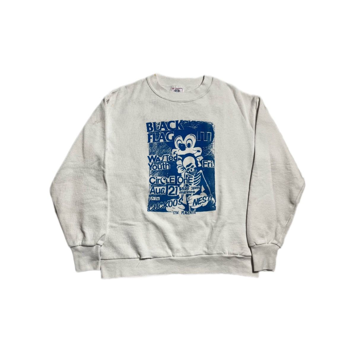 image of Band Tees x Vintage 90's Black Flag Crewneck Sweatshirt in White, Men's (Size Small)