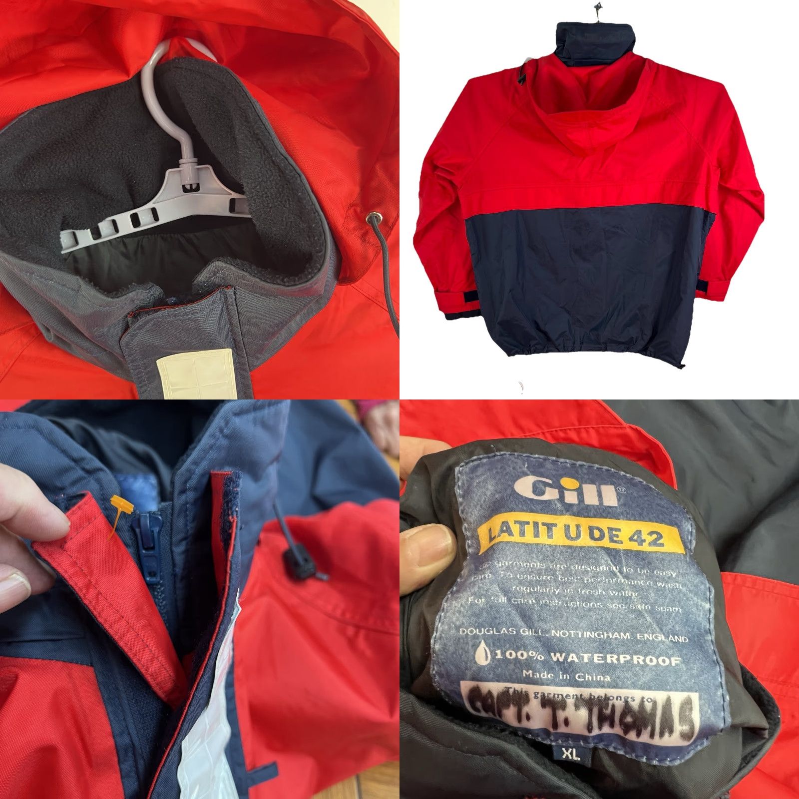 Vintage GILL Sailing Jacket XL Yacht Racing Jacket Latitude 42 Southern Cross Red Blue Size US XL / EU 56 / 4 - 8 Thumbnail