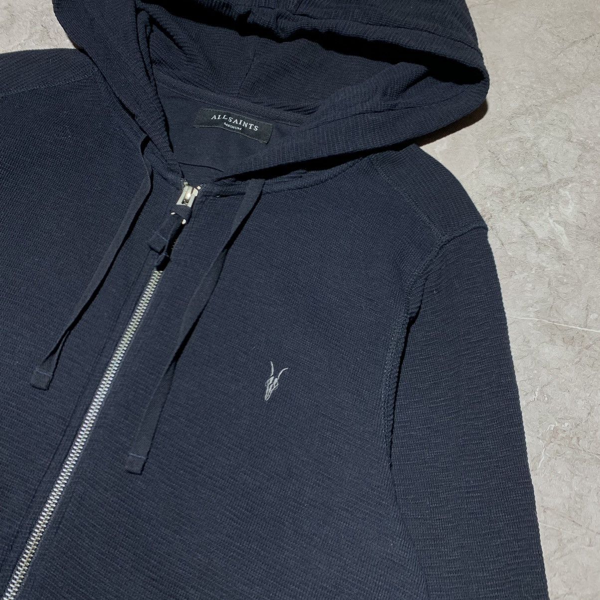 Allsaints Allsaints Raven Logo Blue Navy Zip Hoodie Sweatshirt Size US M / EU 48-50 / 2 - 2 Thumbnail