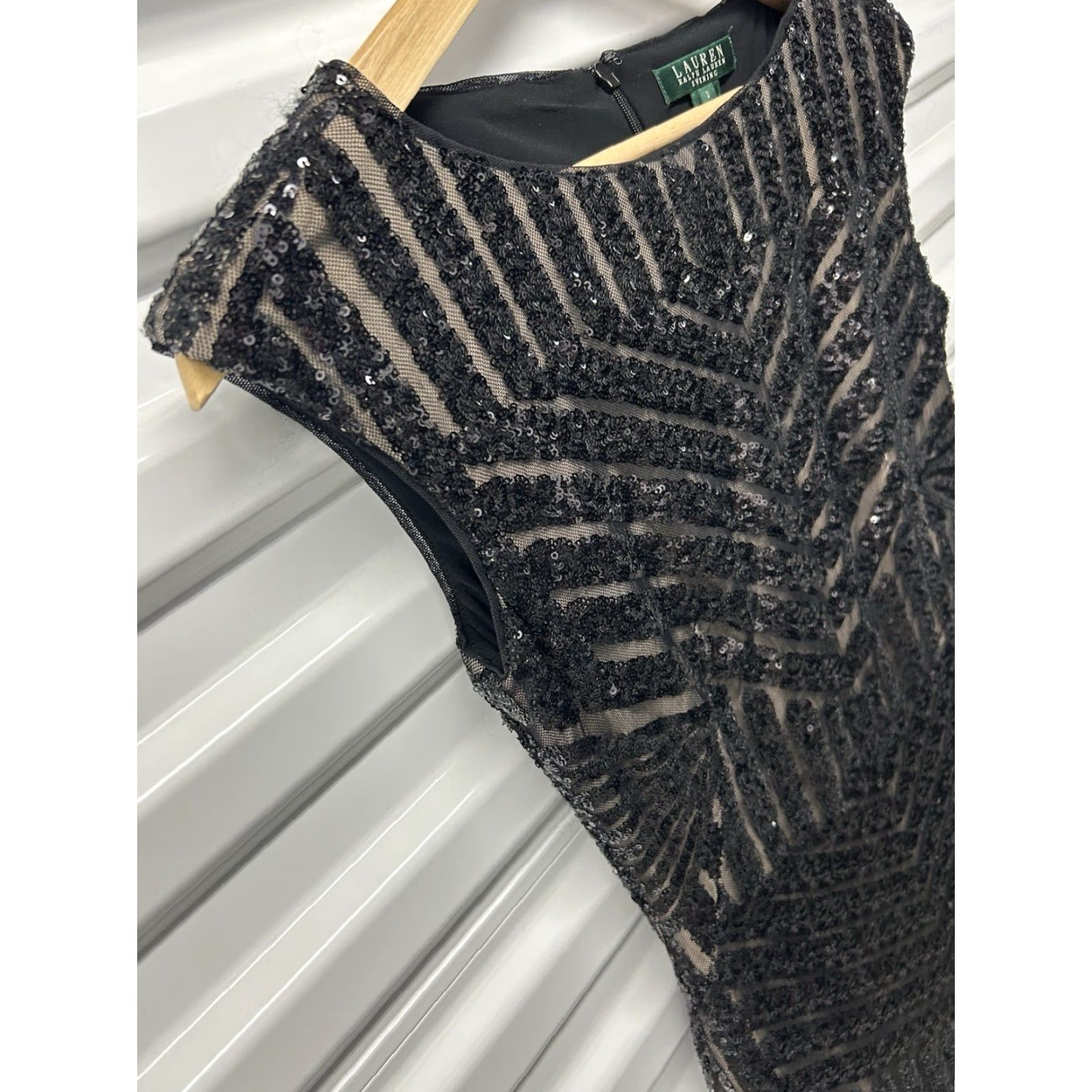 Ralph Lauren Ralph Lauren Women’s Evening Navy Blue Sequin Maxi Gown Dress Sleeveless Boat Neck Zip Size 12P Formal Party Wedding Size XL / US 12-14 / IT 48-50 - 5 Thumbnail