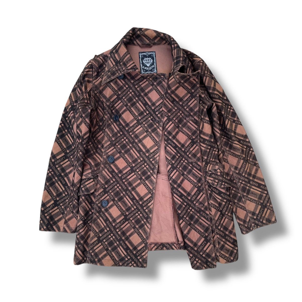 20471120 × Beauty Beast × Japanese Brand 🇯🇵 ALGONQUINS FULL PRINT WORDING BELTED TRENCH COAT Size M / US 6-8 / IT 42-44 - 2 Thumbnail