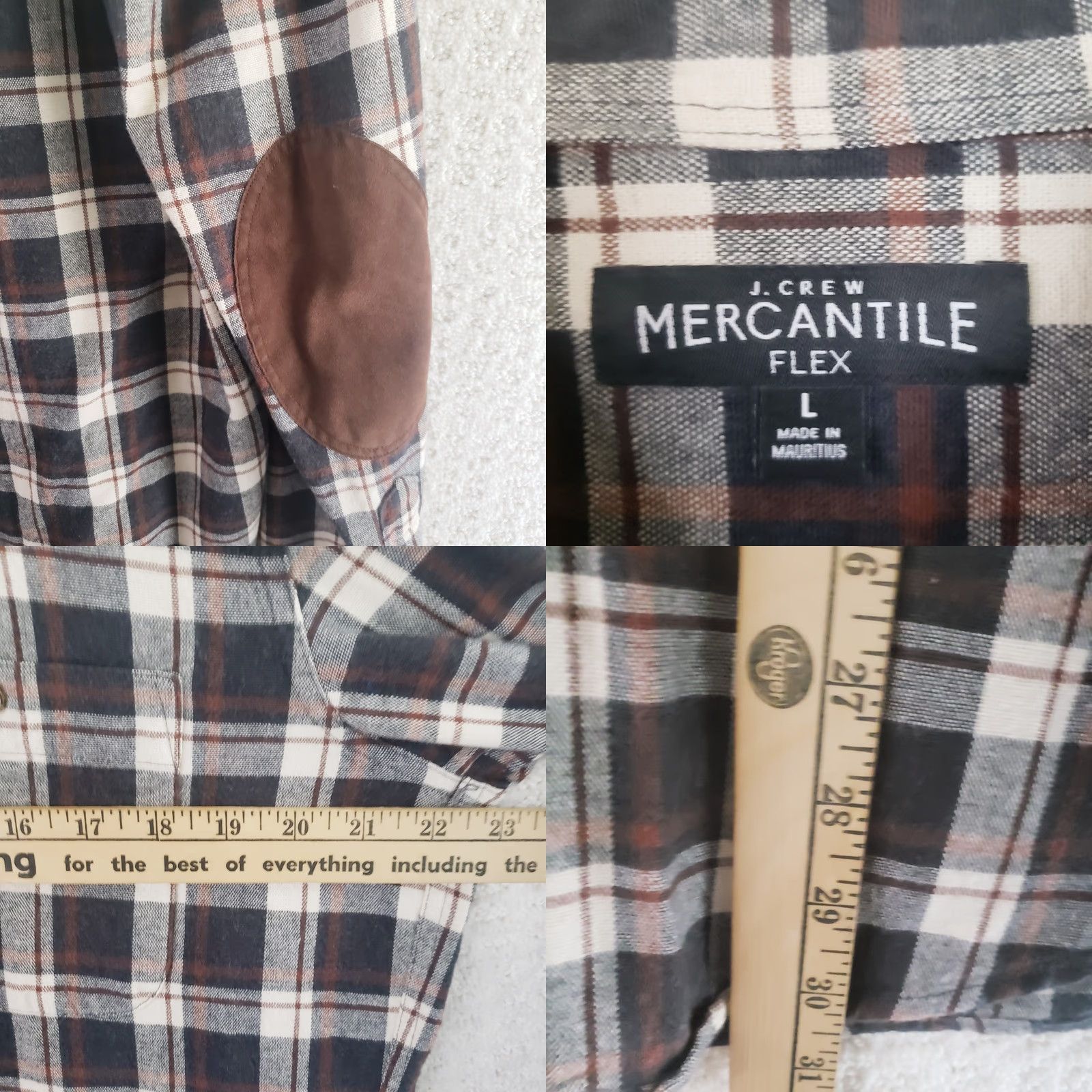 J.Crew J.CREW Mercantile Flex Shirt Men L Multicolor Plaid Flannel Button-Up, Long Sleeve, Cotton Spandex, Classic Fit, Elbow Pads, Pockets, Casual Wear Size US L / EU 52-54 / 3 - 9 Thumbnail